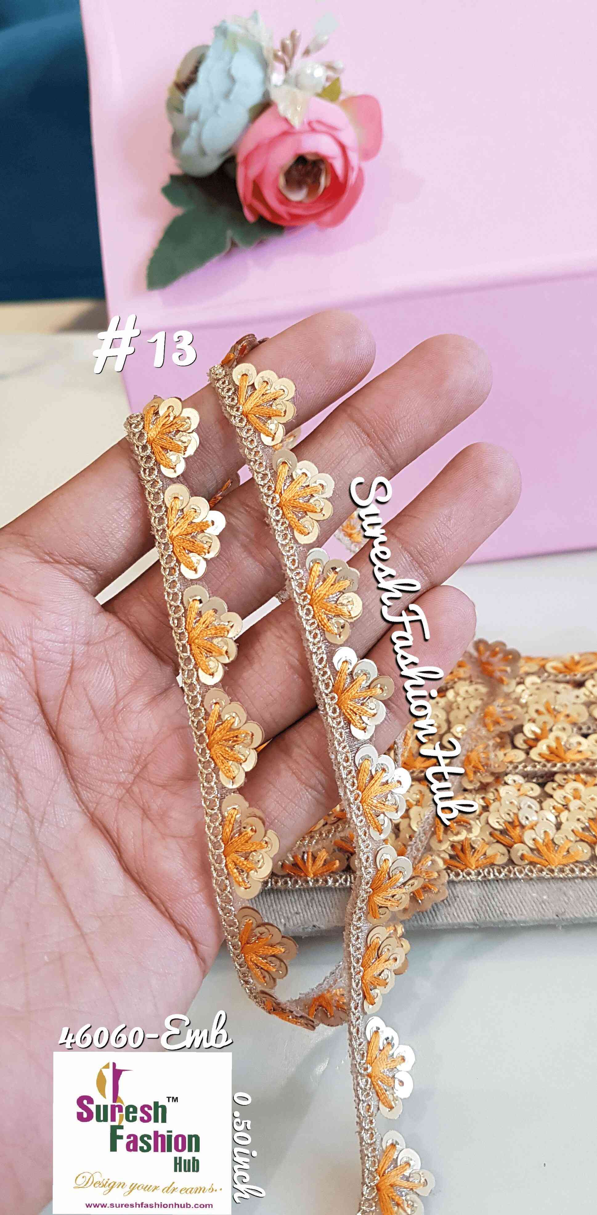 Orange Glitter Organza Spark Lace