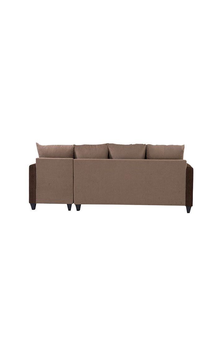 neudot Saya LHS Sectional Sofa for Living Room |6 Person Sofa| Premium Fabric with Cushioned Armrest | 12 Months Warranty| Solid Wood Frame| 6 Seater in Saya Duo Brown Color DIY(Do-It-Yourself)