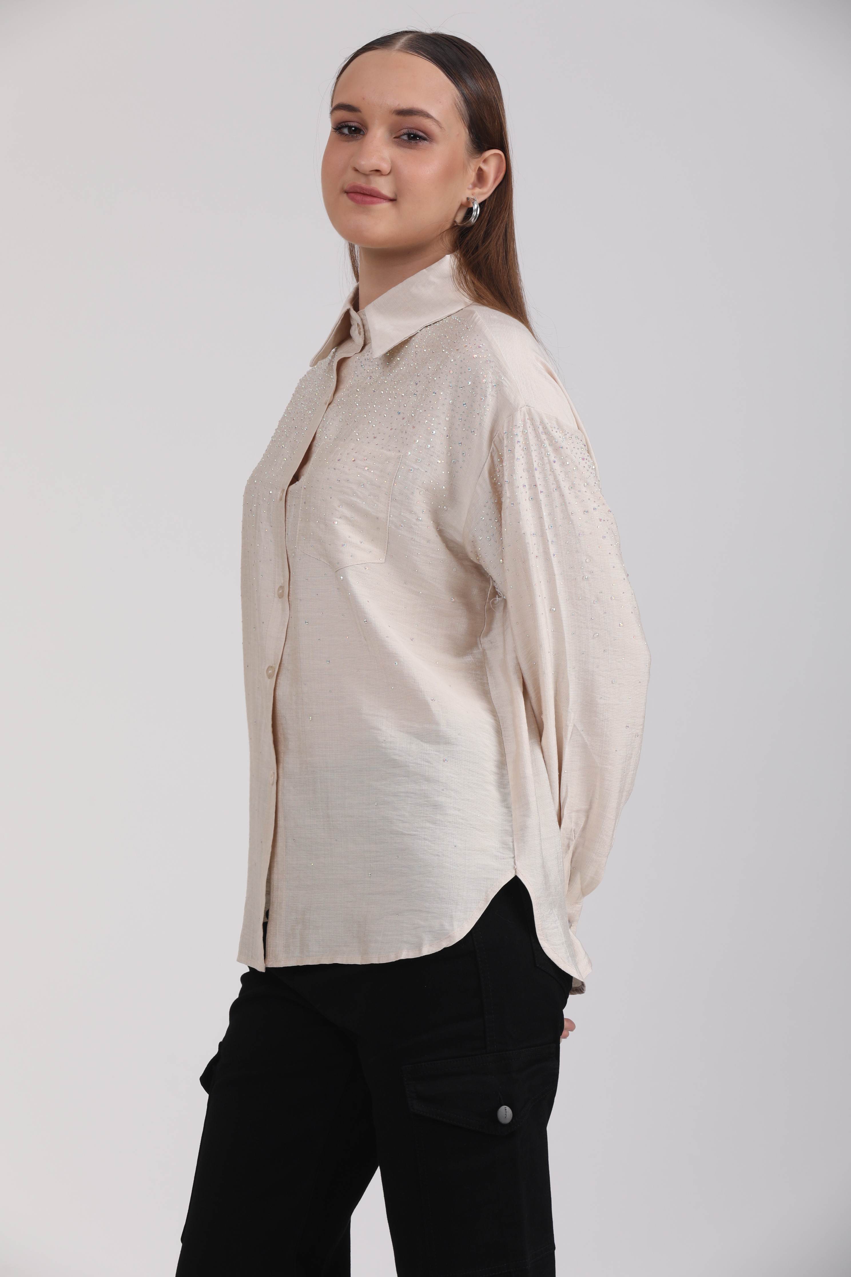Albion Women Beage Blouson Top