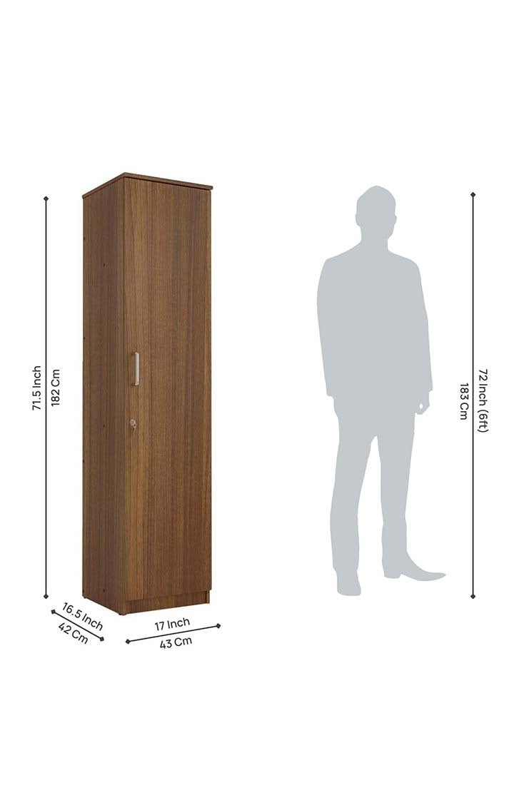 neudot Adona Engineered Wood Single Door Wardrobe - Leon Teak