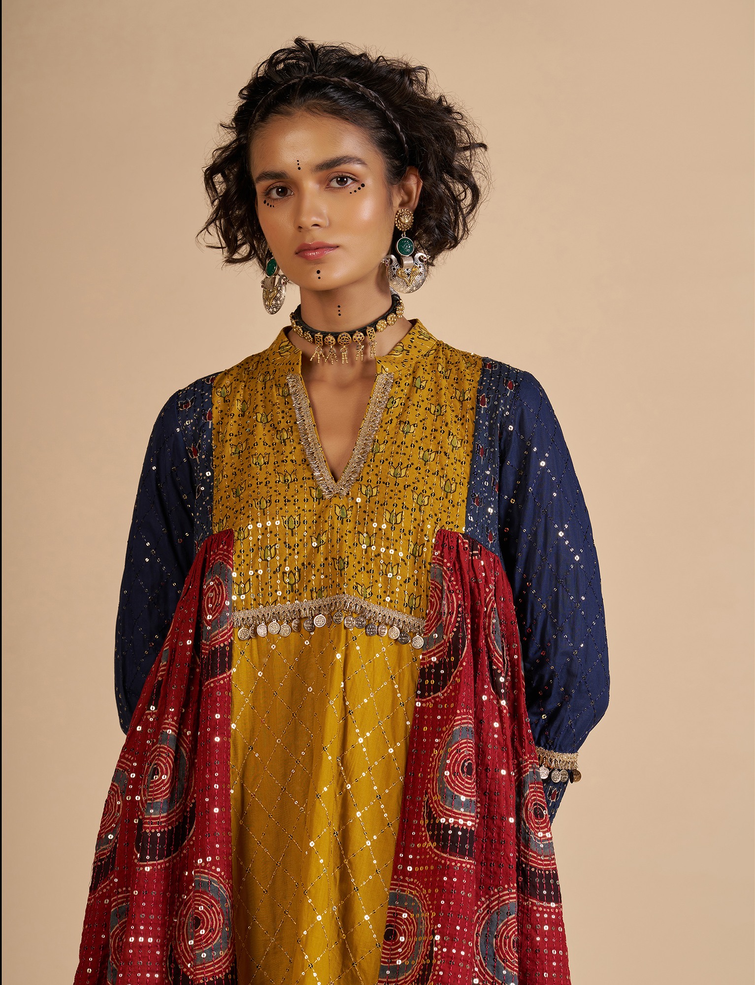 Ajrakh Embroidered Kurta