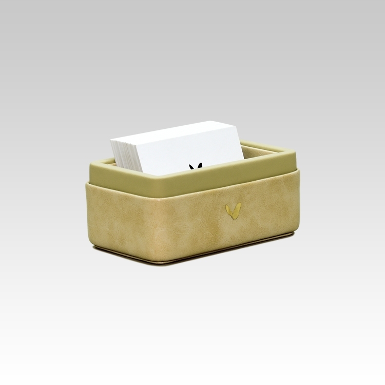 Visiting Card Holder for Desk | Faux Leather | Rectangular | Moderno | Cream