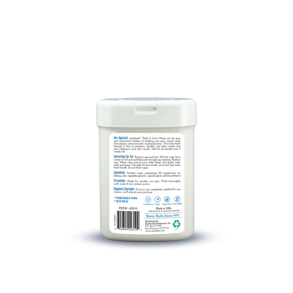 EarthBath Tooth & Gum Wipes for Dogs and Cats