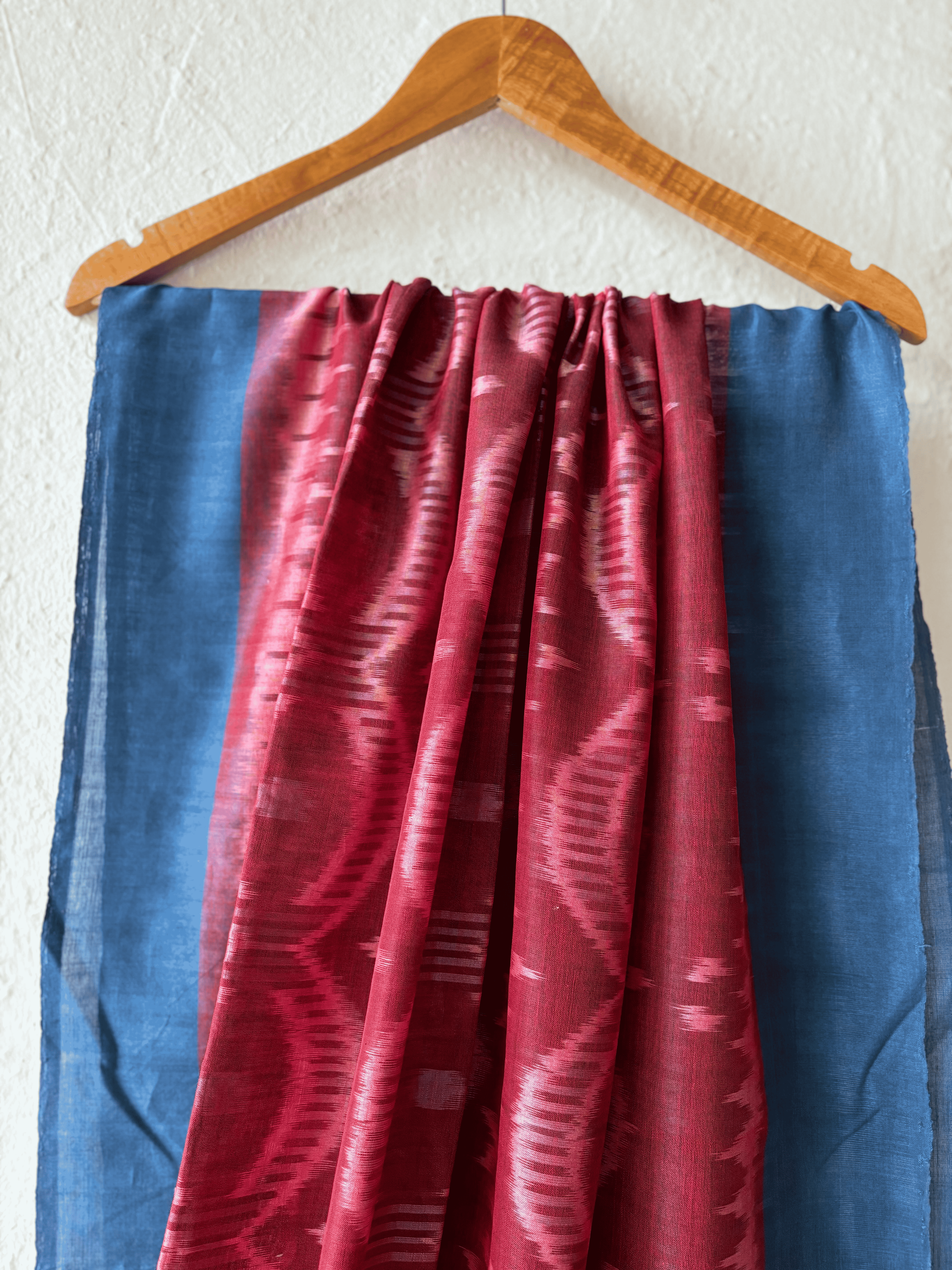 Cotton Weft Ikat Maroon Red Ikat Duppata