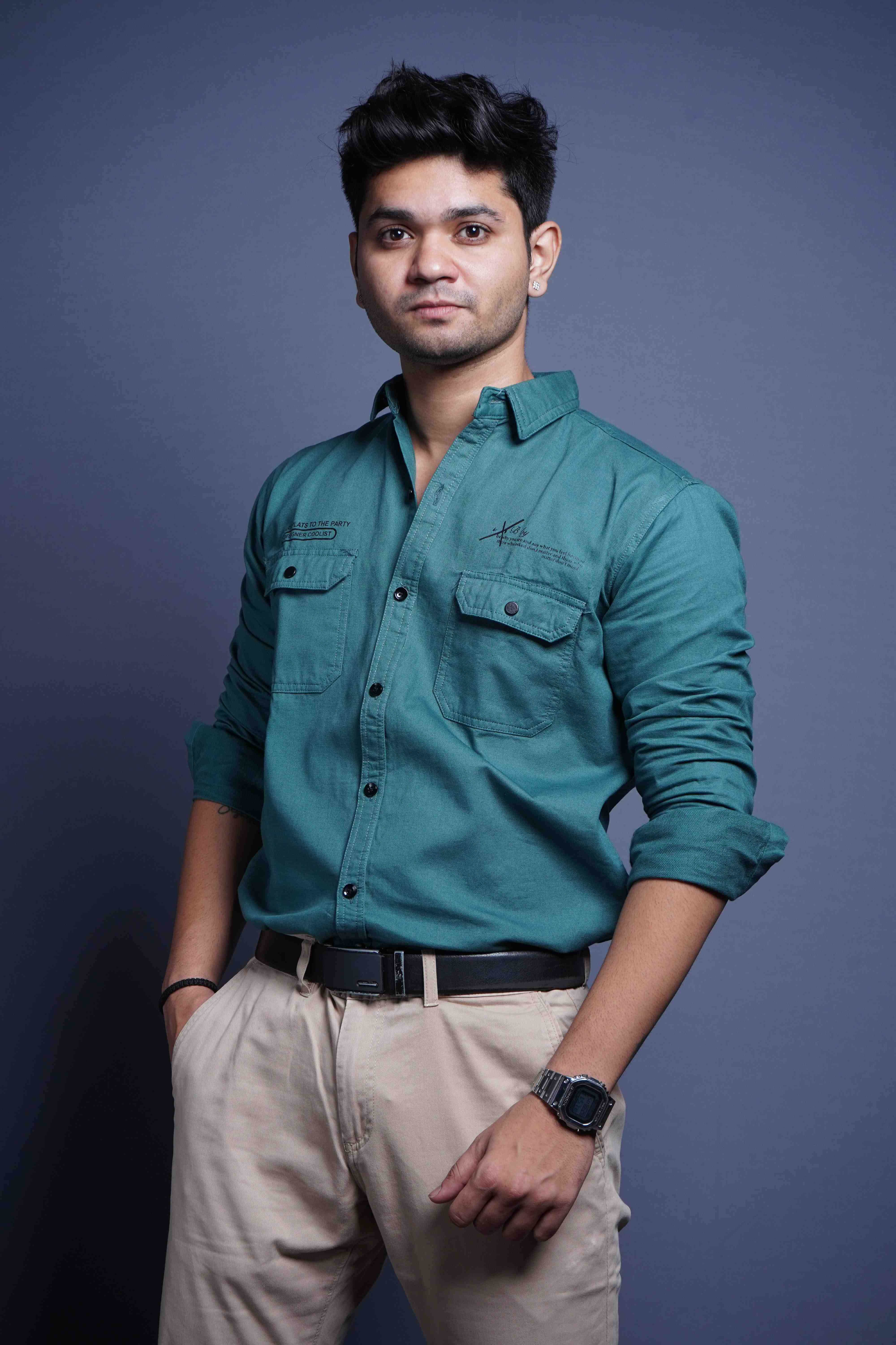 One Denim Fresh Green Cotton Casual Shirt