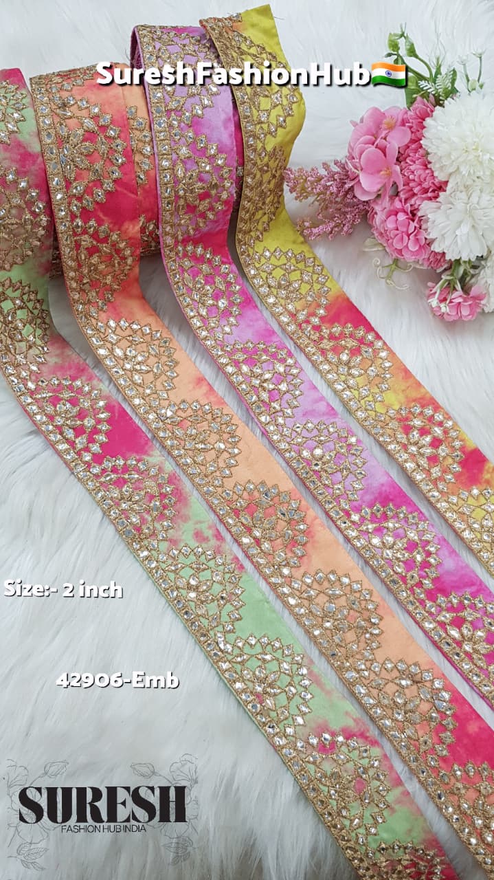 Dyed Yellow-Green Geometric Foil Mirror Fabric Lace – 42906-Emb