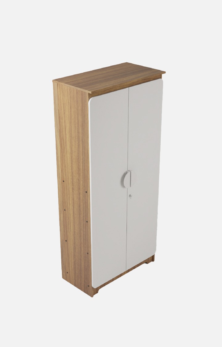 neudotAstona 2 Door Enginereed Wood Wardrobe - Leon Teak Finish | Space & Clothes Organizer | Cupboard | Almari | 1 Year Warranty