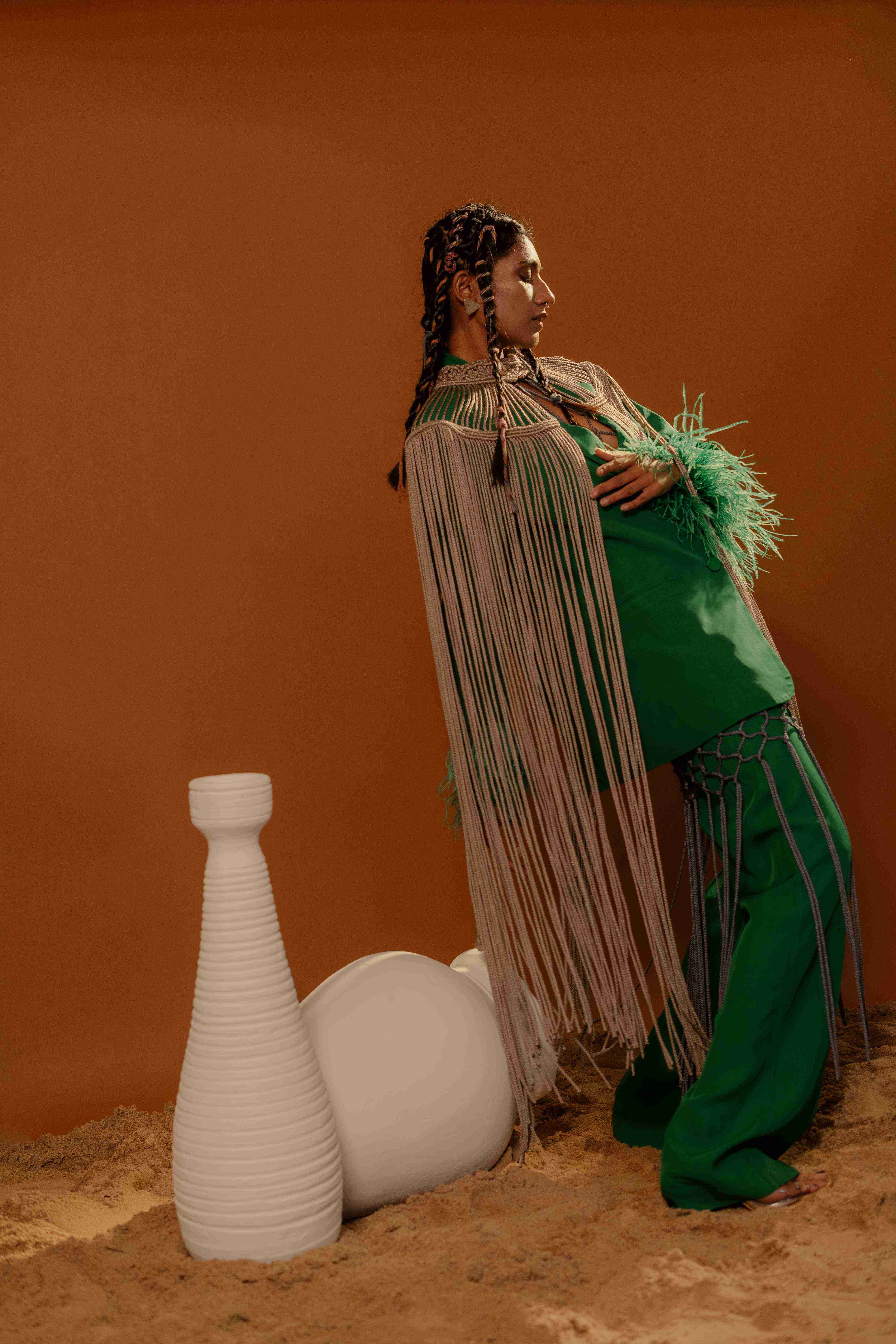 The Showstopper Cape in Metallic Brown