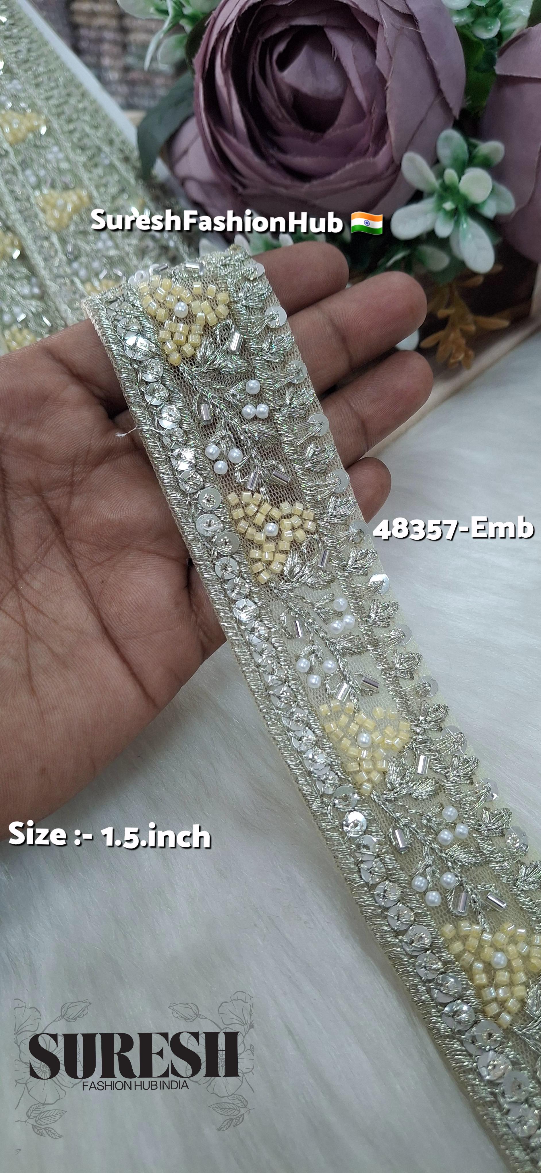 Yellow Beaded Floral Grace Net Embroidered Lace