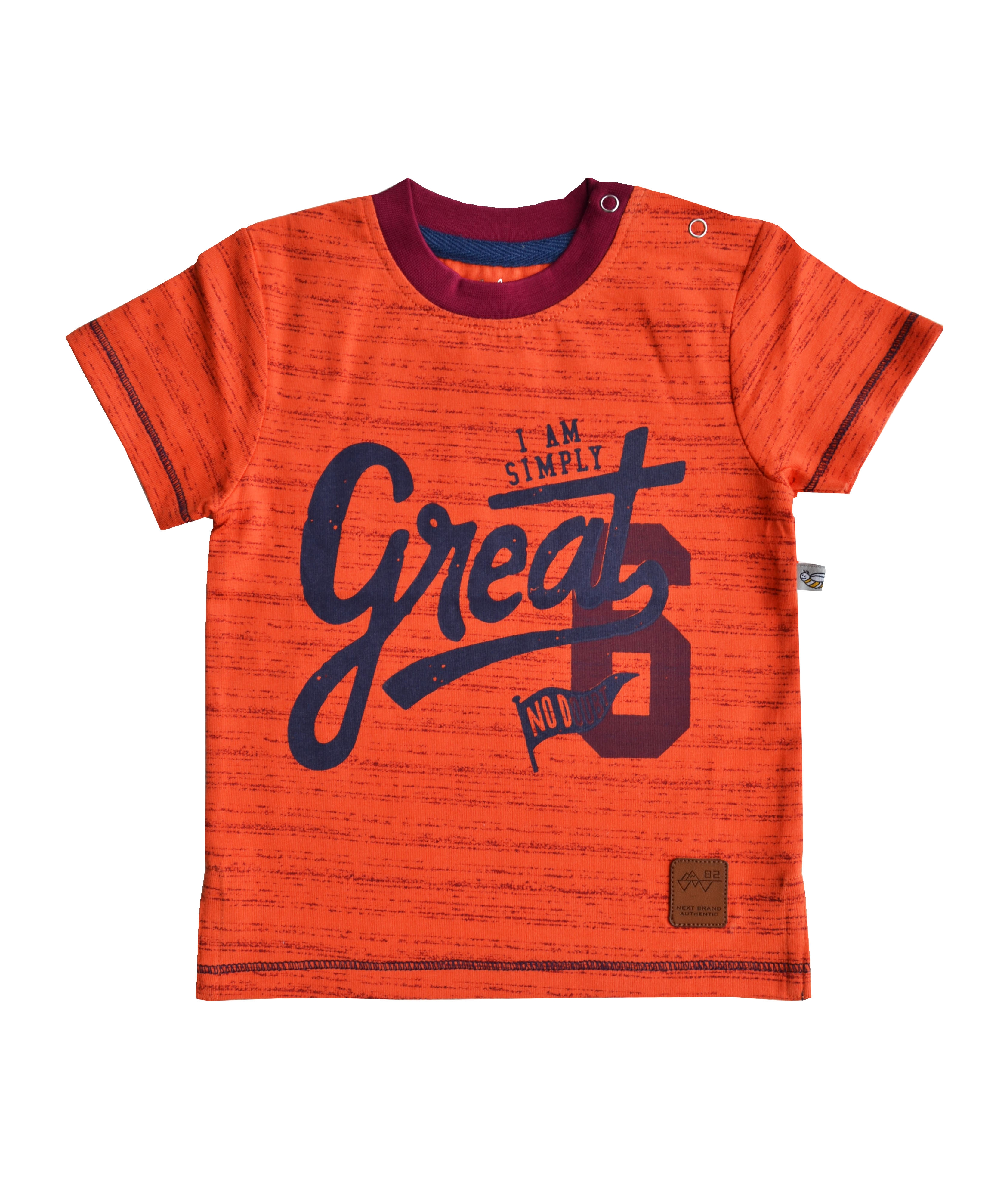 Babeez | GREAT Print on Orange Short Sleeves T-Shirt (100% Cotton Single Jersey) undefined