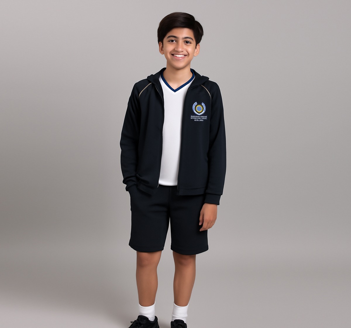 PE Front Zipper Jacket with Hoodie for boys and girls