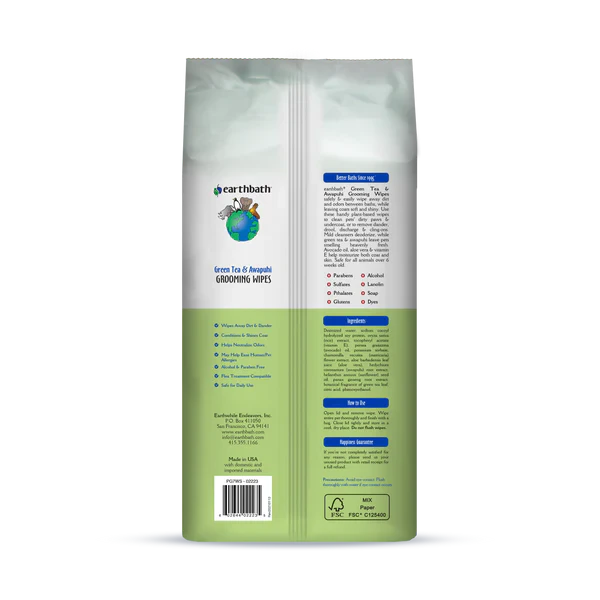 EarthBath Green Tea & Awapuhi Grooming Wipes for Dogs and Cats