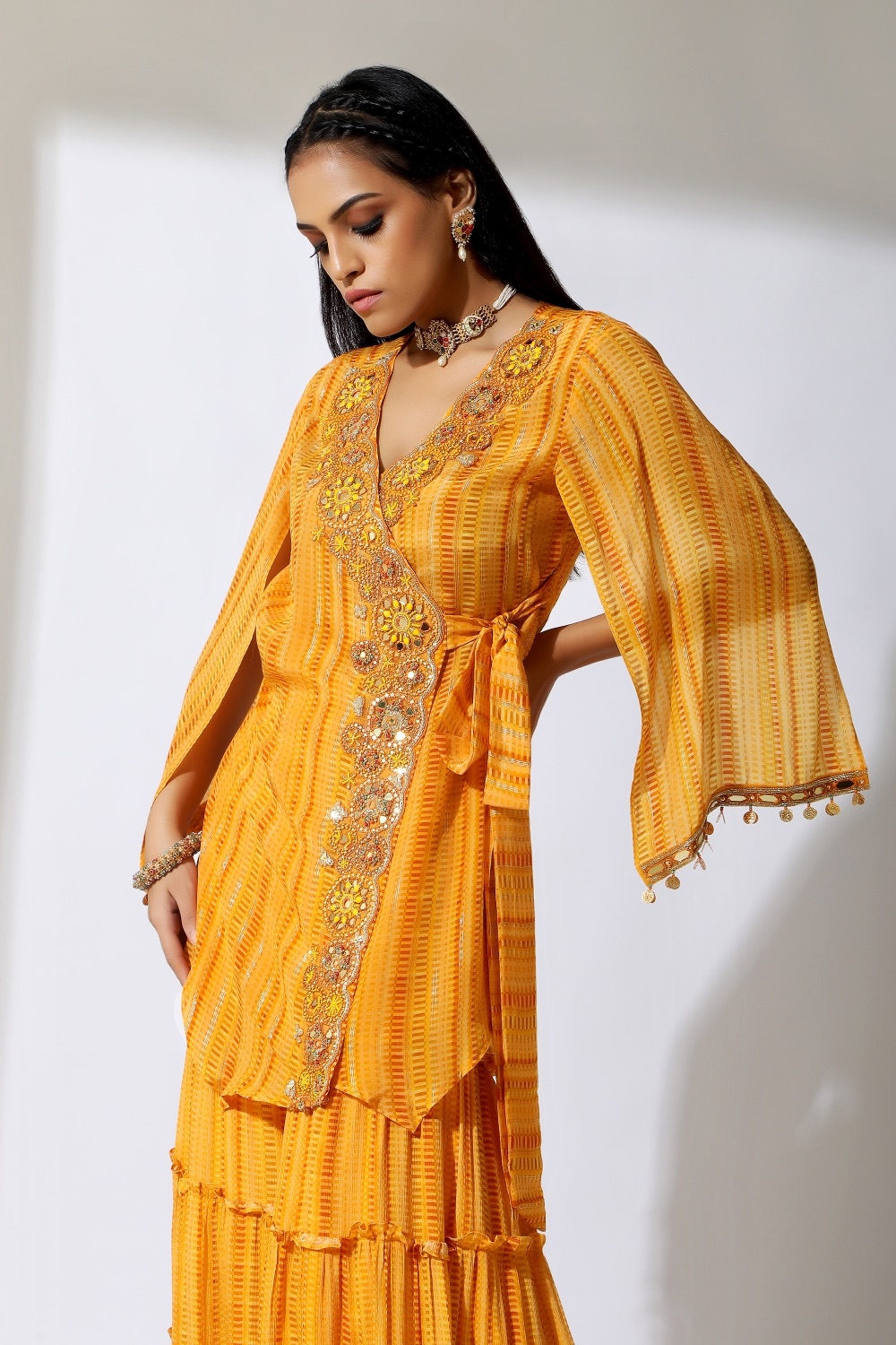 Vrinda  Black Silk Kurta With Sharara Pants Set of 3  Sharara designs  Party wear indian dresses Designer dresses indian