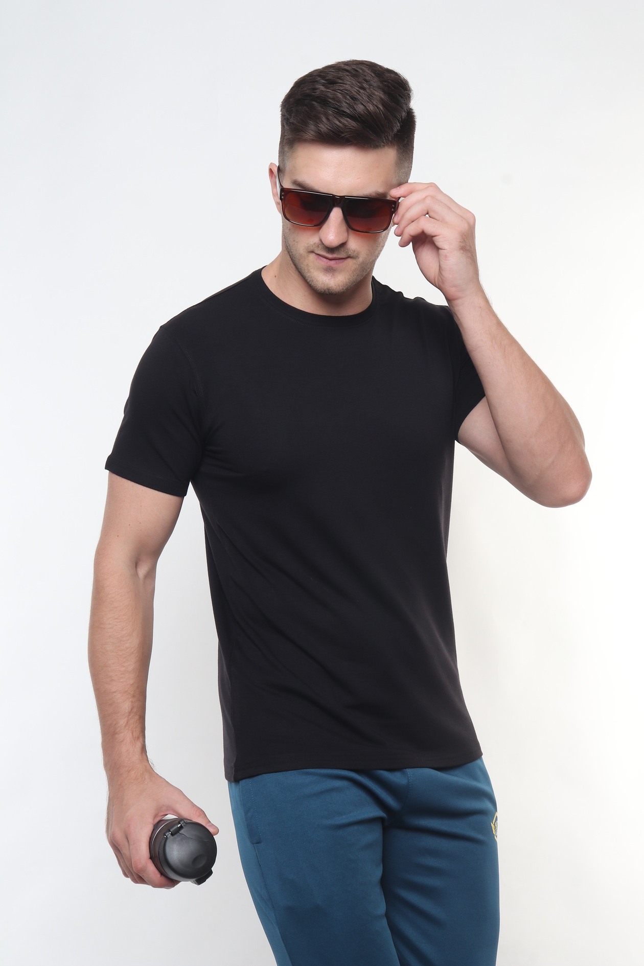 Black Round Neck T Shirt