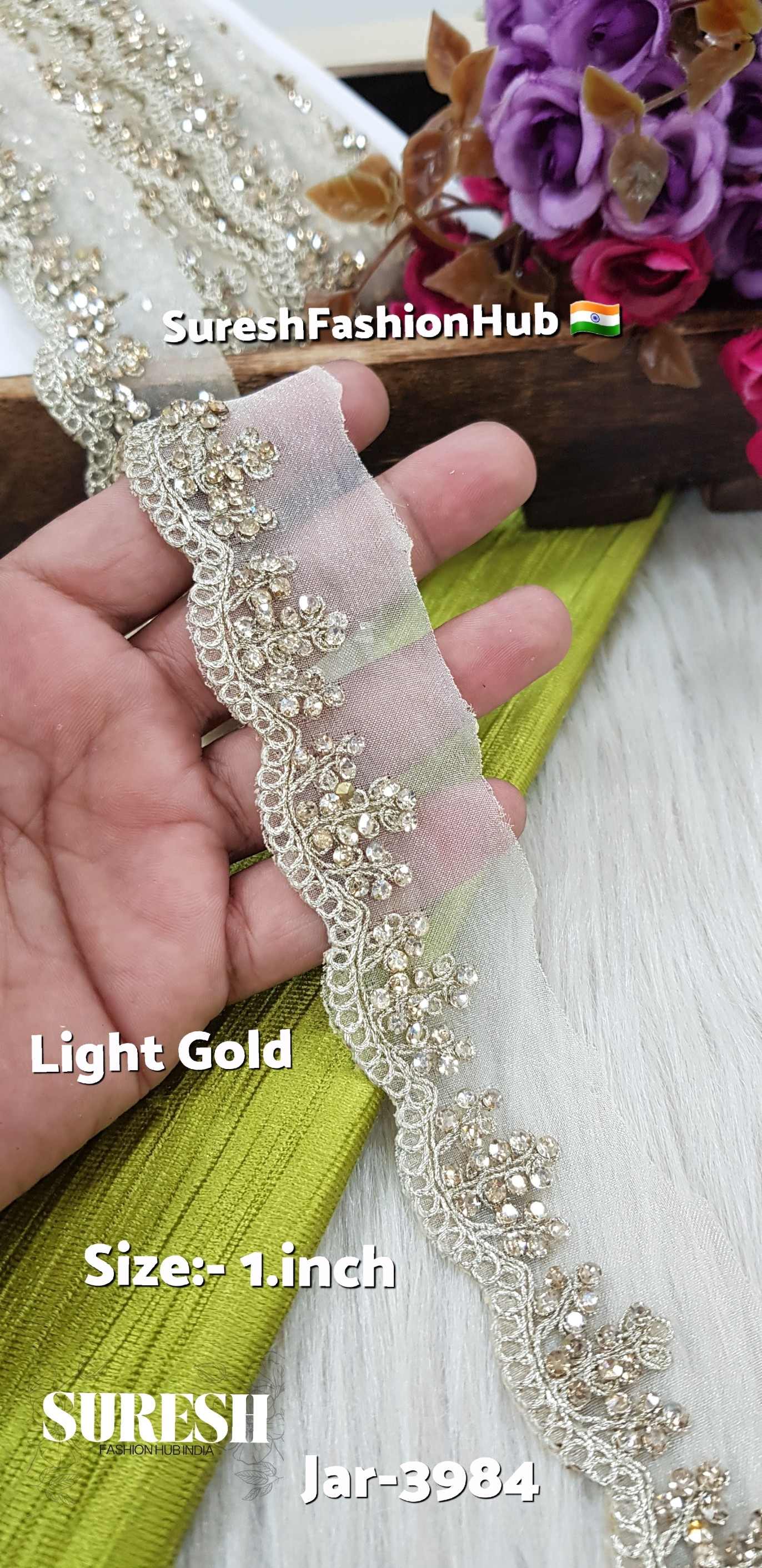 Light Gold Dori & Diamond Organza Lace – Jar-3984