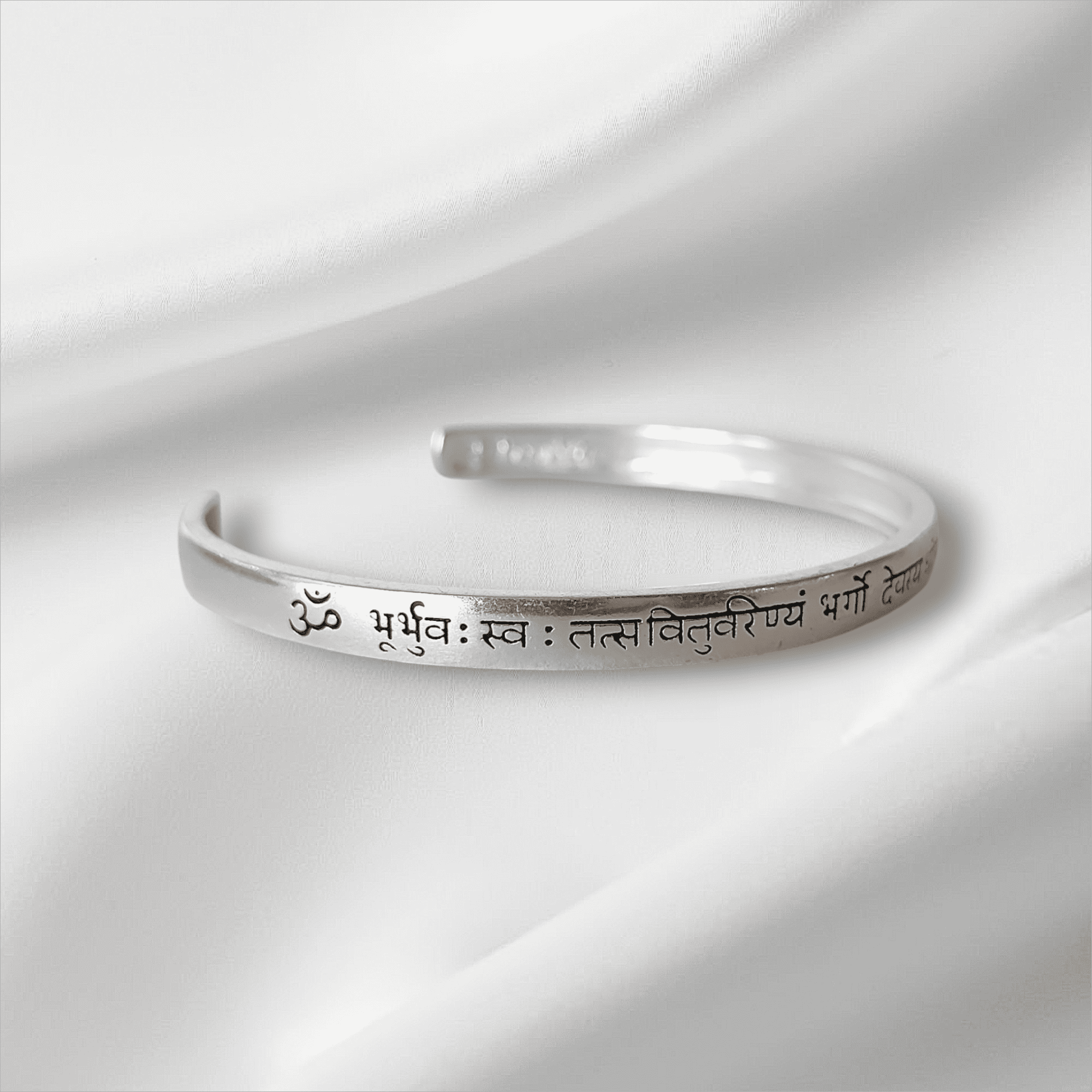 92.7 Silver Gayatri Mantra bangle Female