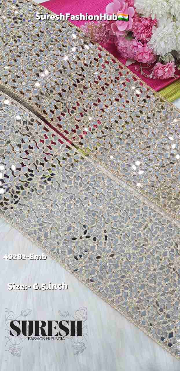 Glitter Floral Mirror Cutwork Lace-49282-Emb
