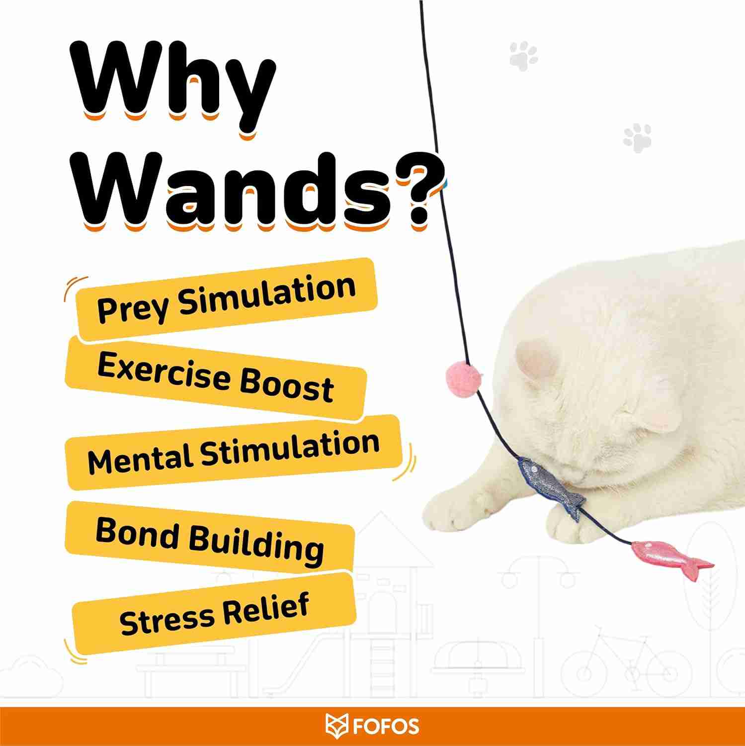 Fofos Sardine Wand Cat Toy, Pack of 2