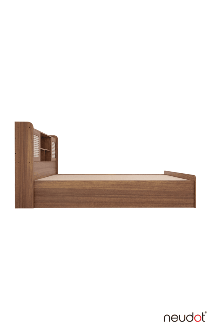 Sakura Rattan Box & Headboard Storage Bed - Queen, Leon Teak Finish