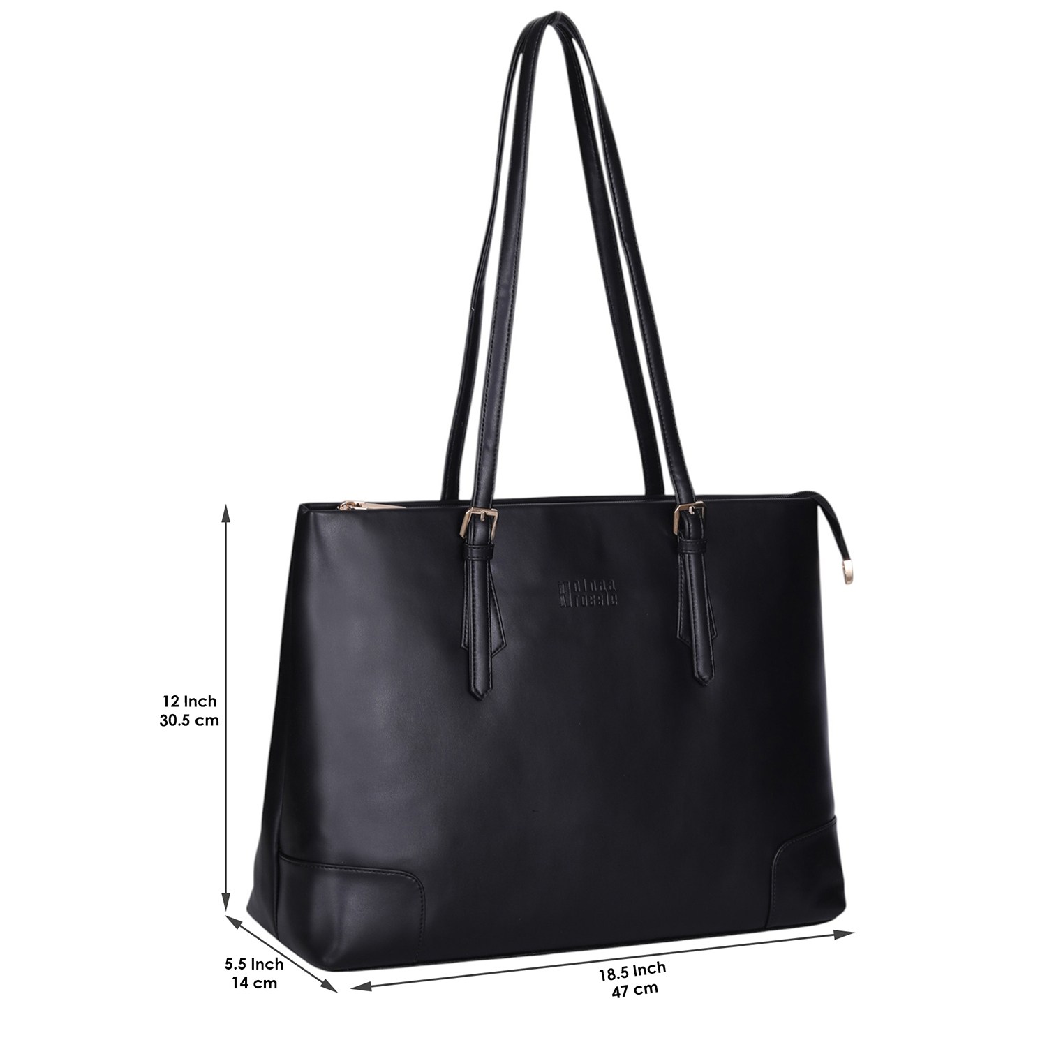 Ninaa Rossie Sleek Black Shoulder Tote