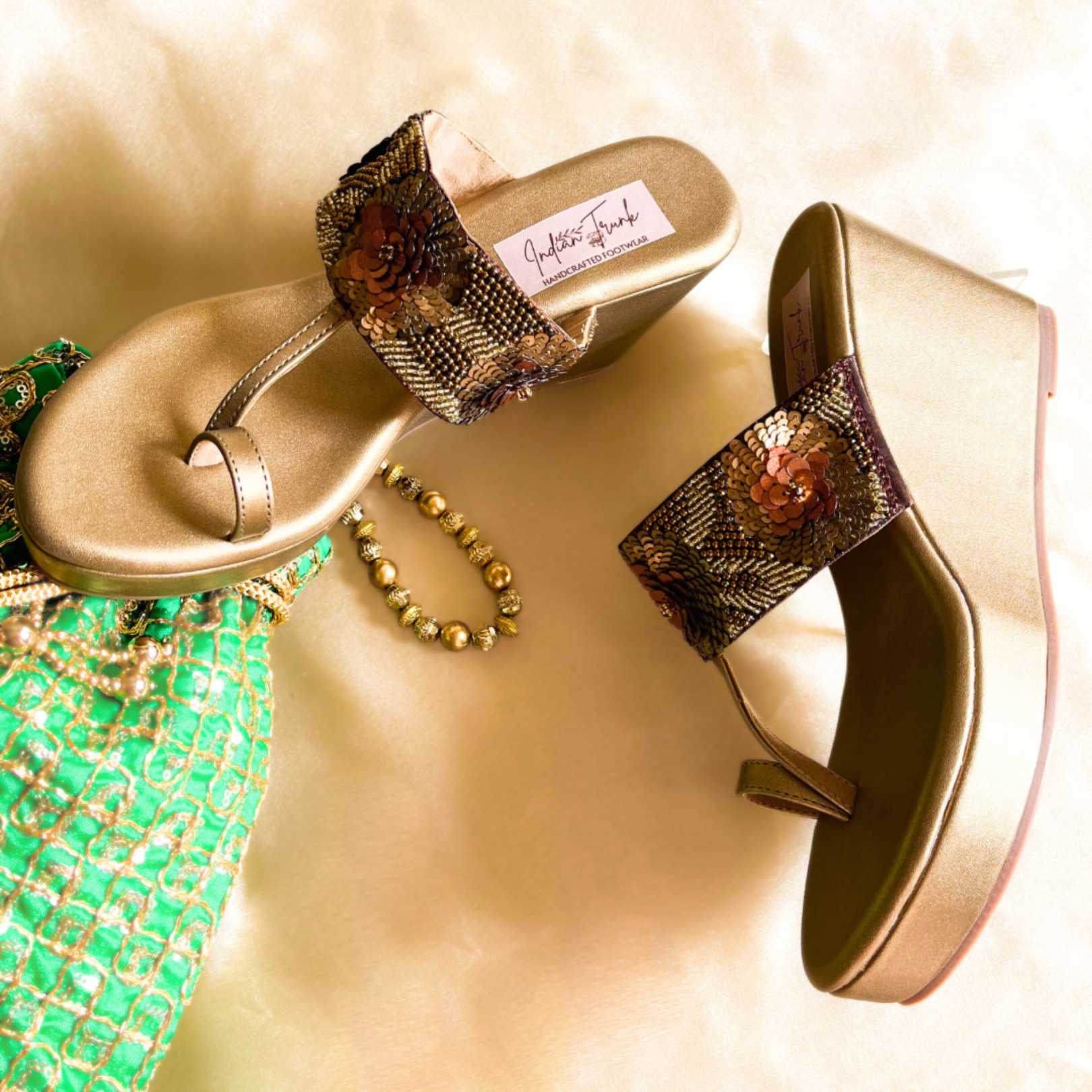 Bronze Bliss Kolha Wedge Heels