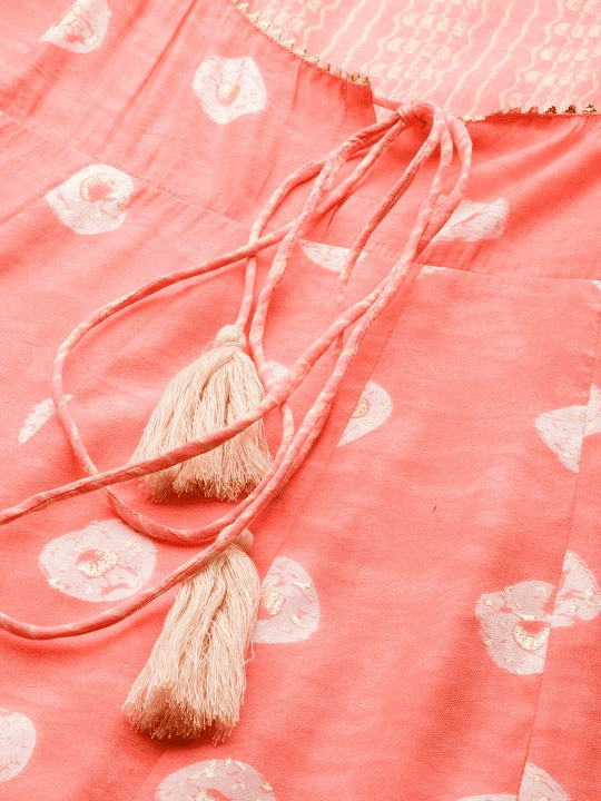 Women Ethnic Motifs Printed Empire Gotta Patti Kurta with Trousers