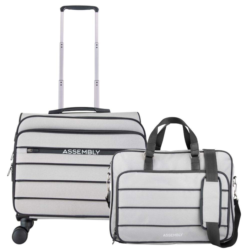 Overnighter Trolley and Laptop Messenger Bag Combo -Grey