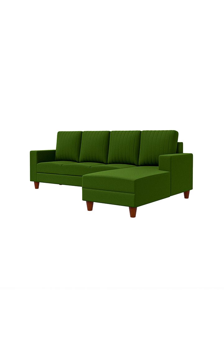 neudot Roman LHS Sectional Sofa for Living Room |6 Person Sofa|Premium Fabric with Cushioned Armrest | Solid Wood Frame|6 Seater in Emerald Green Color