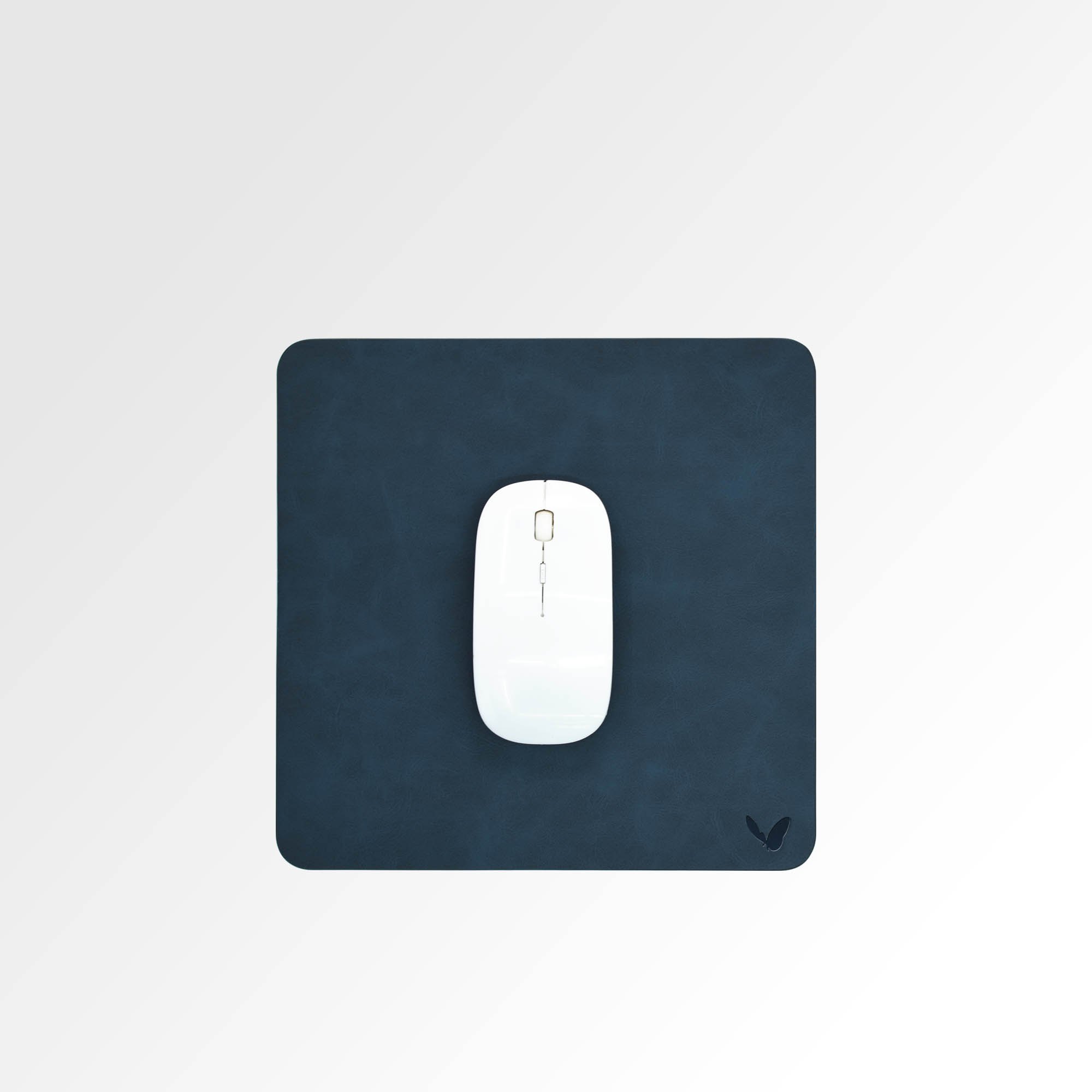 Square Mouse Pad in Faux Leather | Creasing Free | High Precision | Reversible | Flexible | 9×9 Inches | Uniflex | Blue