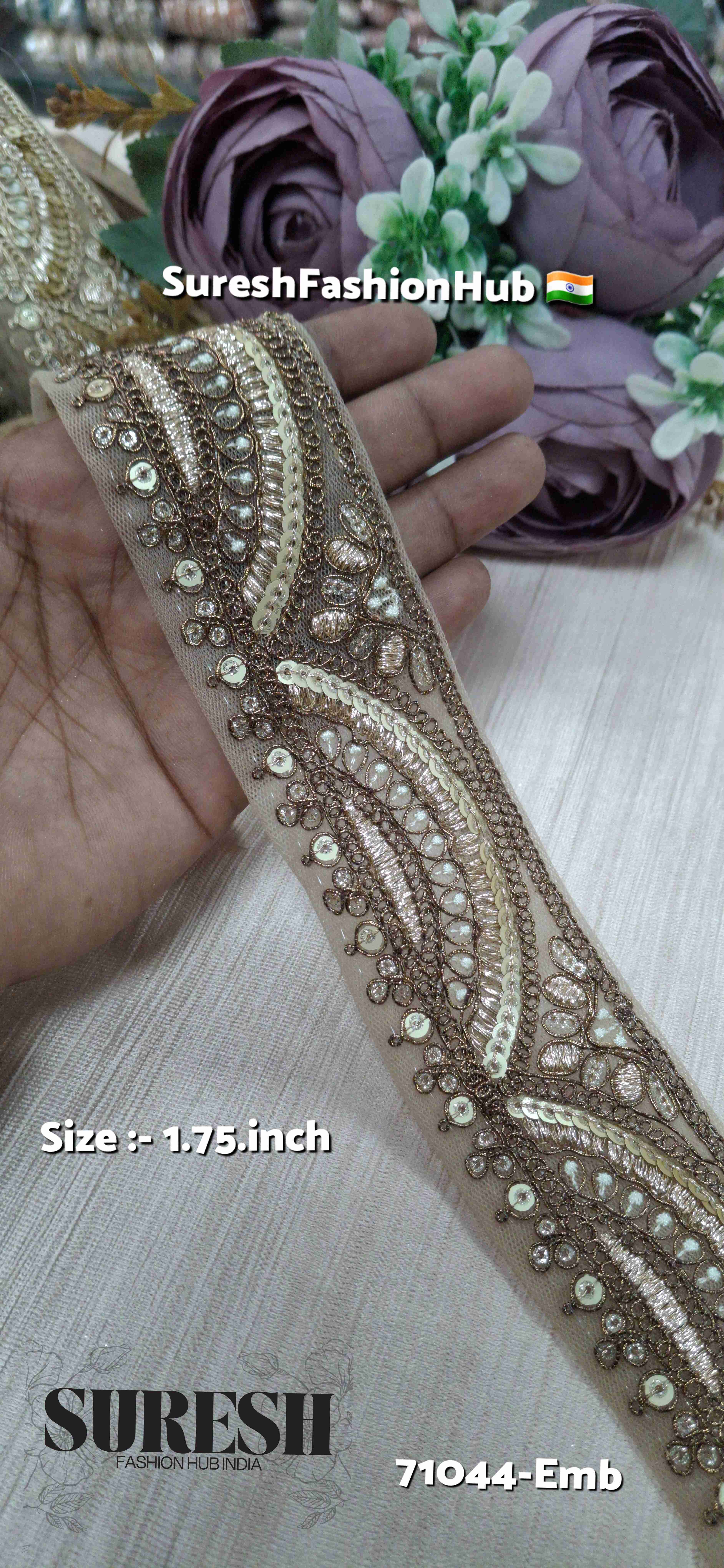 Matt Gold Scalloped Embroidery Lace