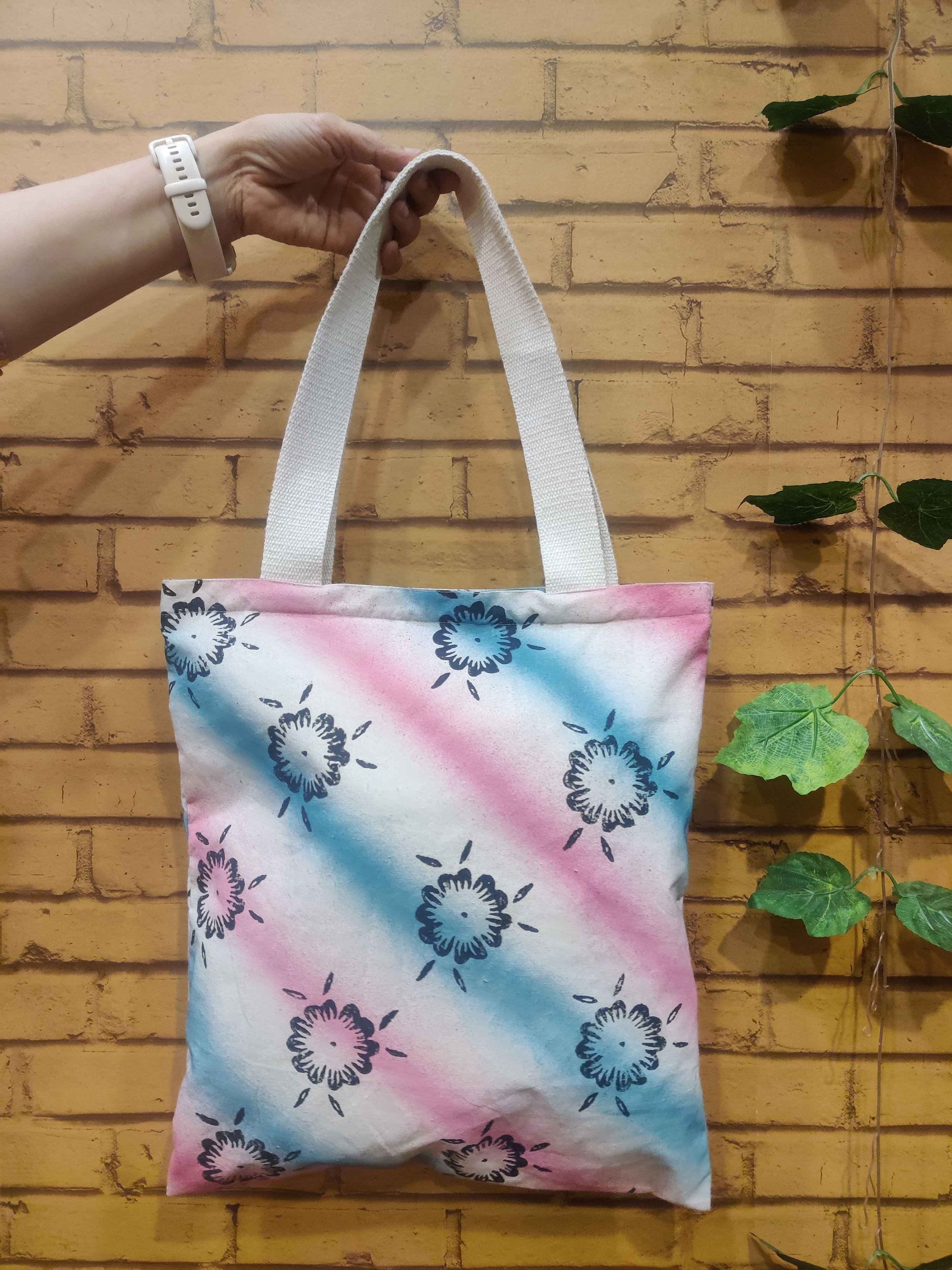 Handpainted Tote Bags with Zipper