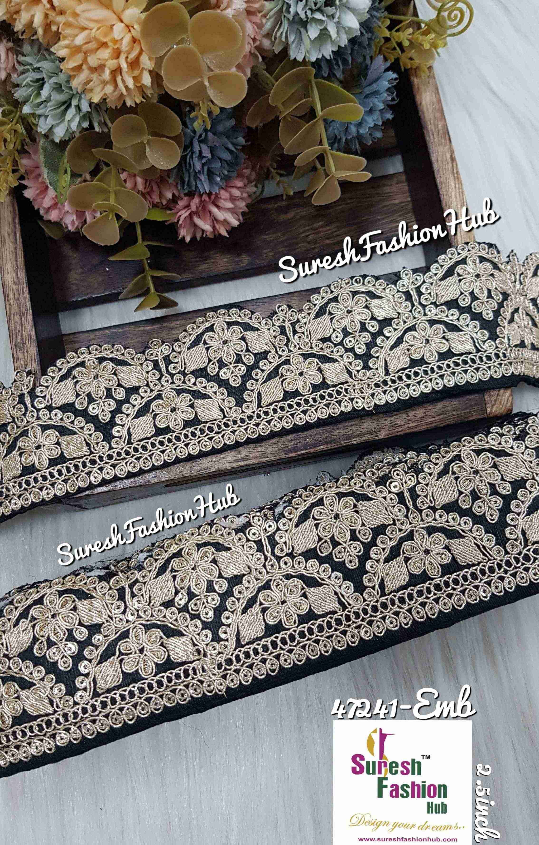 Black Pearl Dori Scalloped Cutwork Lace