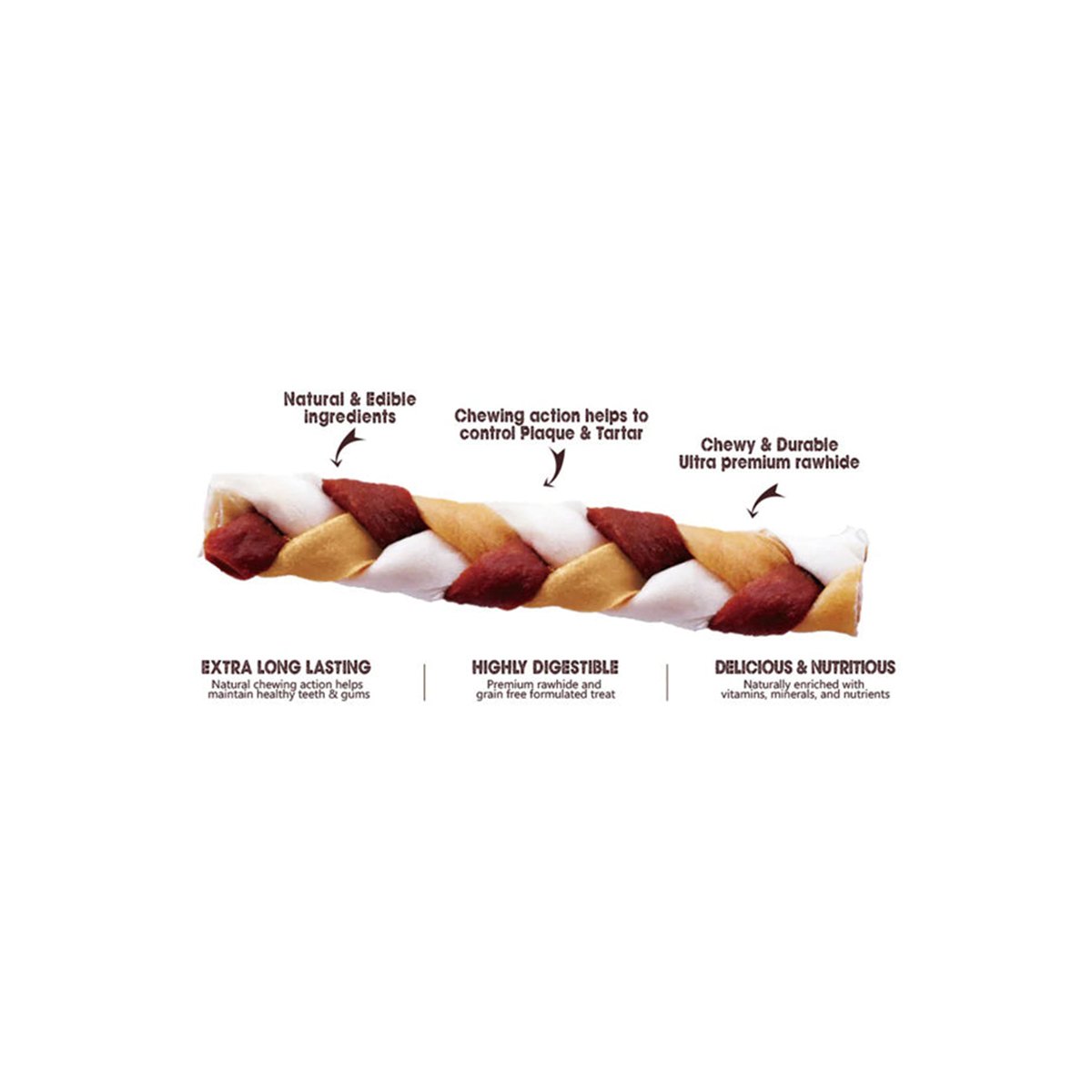 Gnawlers Yaowo Braided Chicken & Liver Flavour Dog Treats – 500g