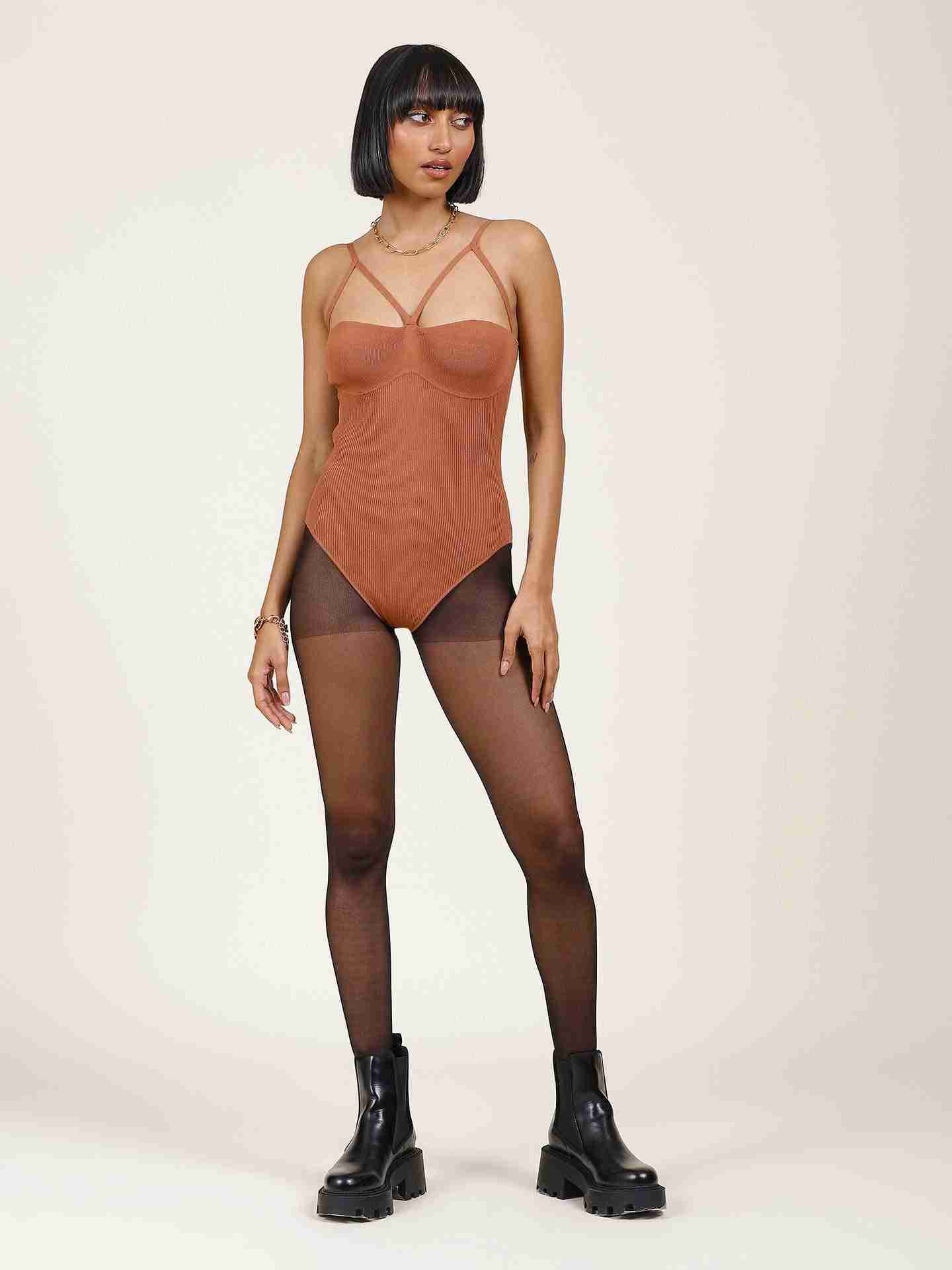 Brown Leisure Basics Bodysuit