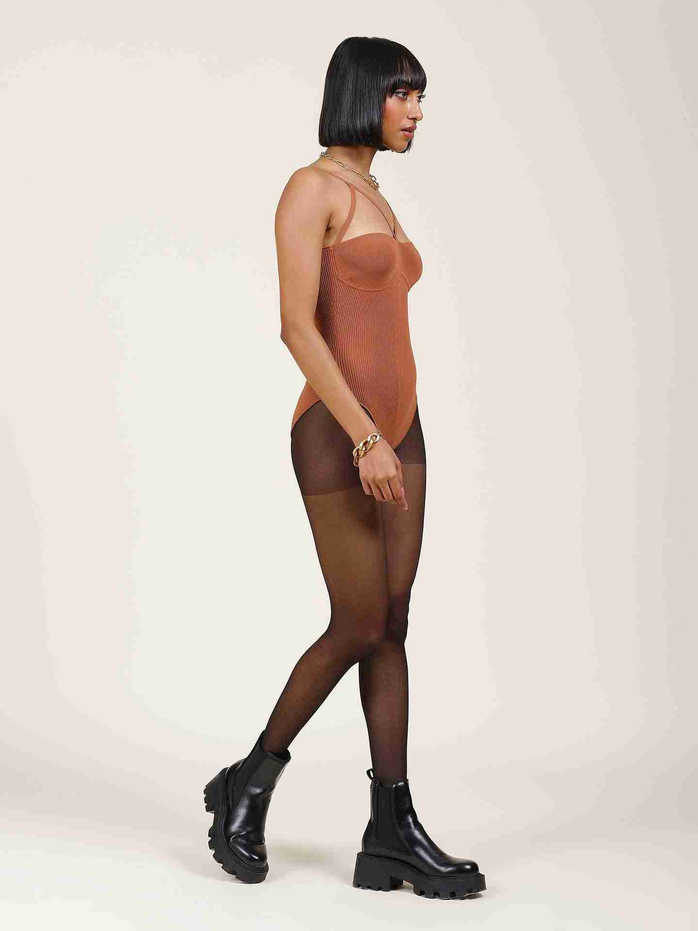 Brown Leisure Basics Bodysuit