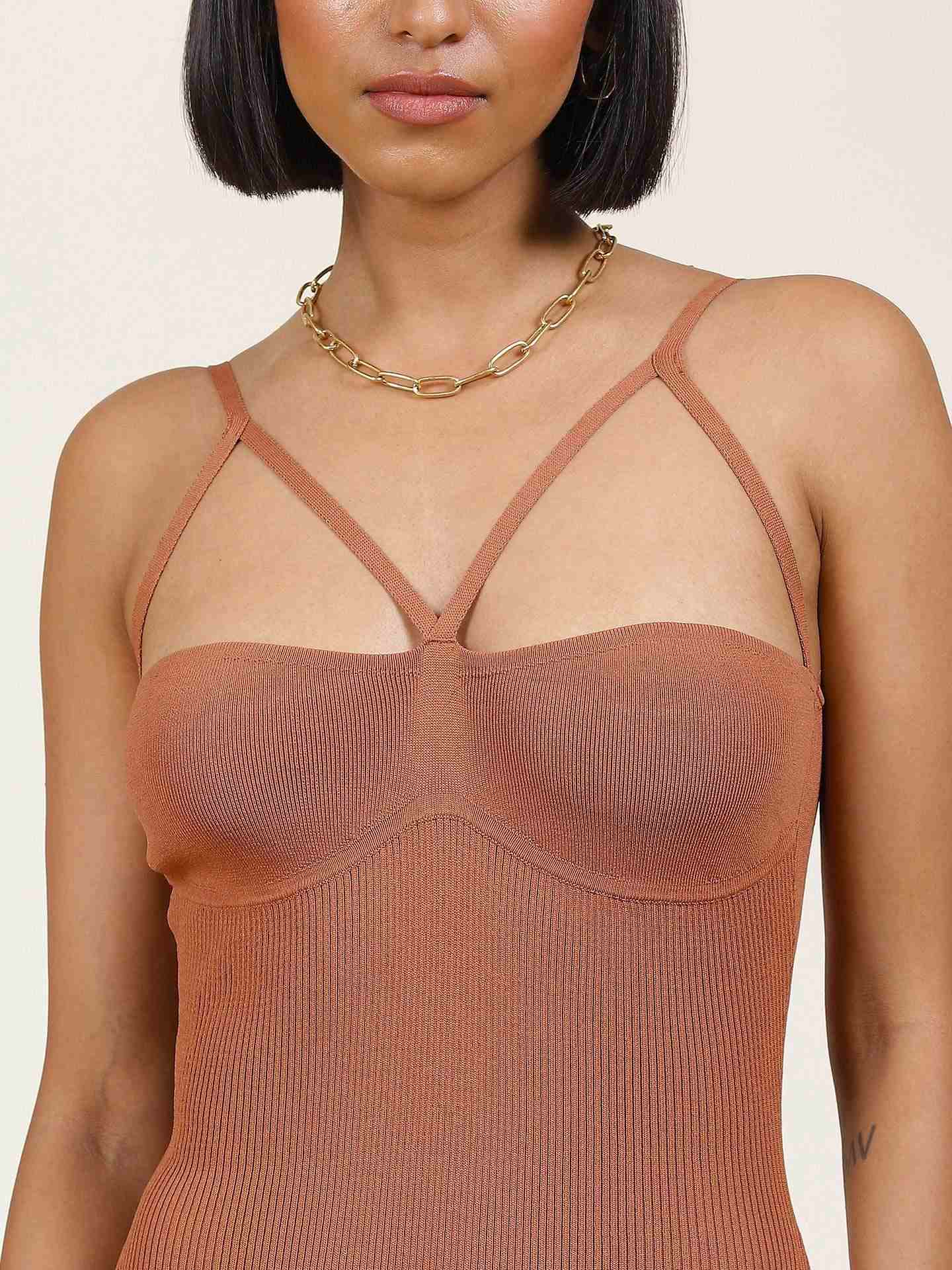 Brown Leisure Basics Bodysuit