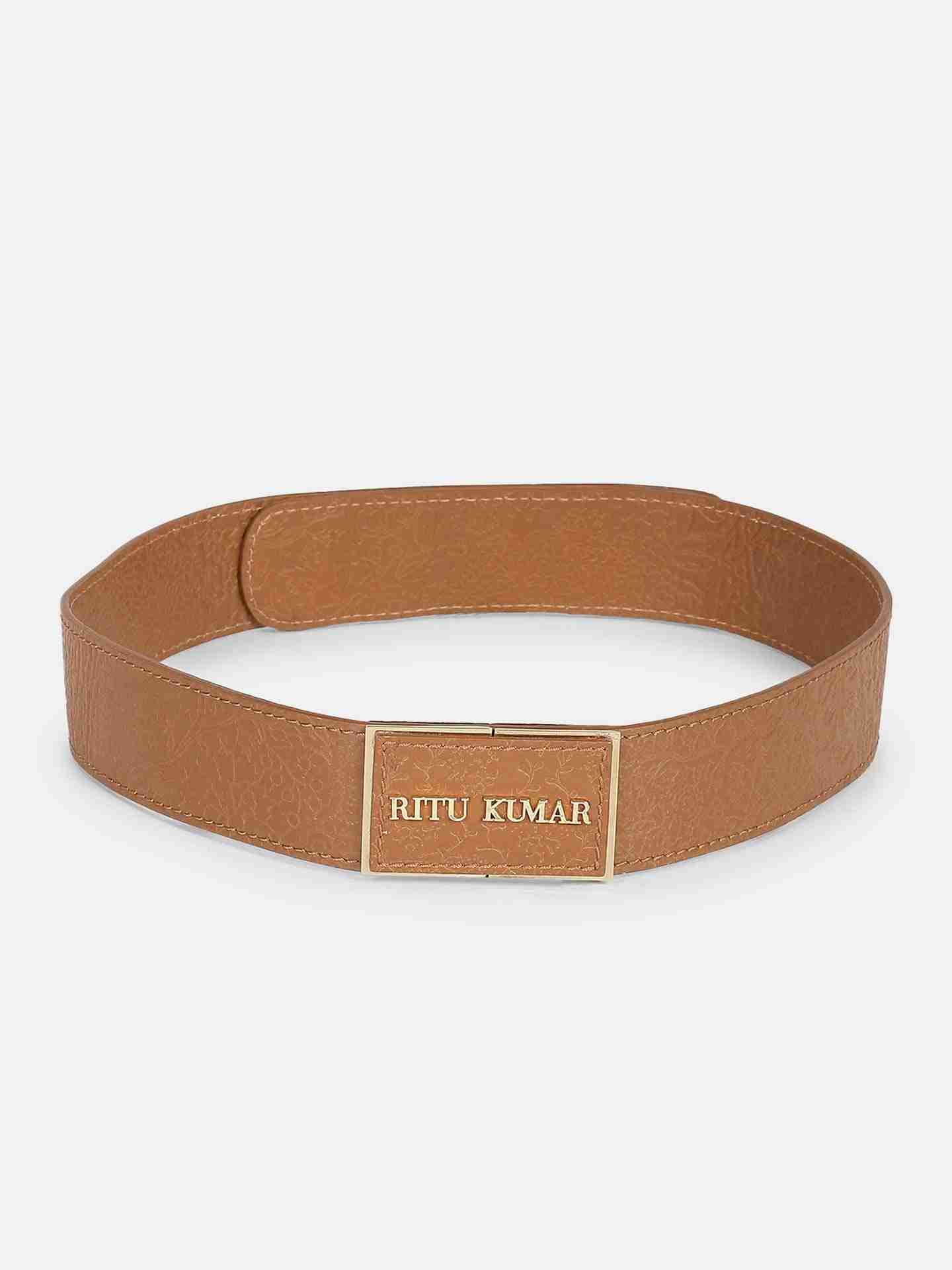 Tan Embossed Leather Signature Belt