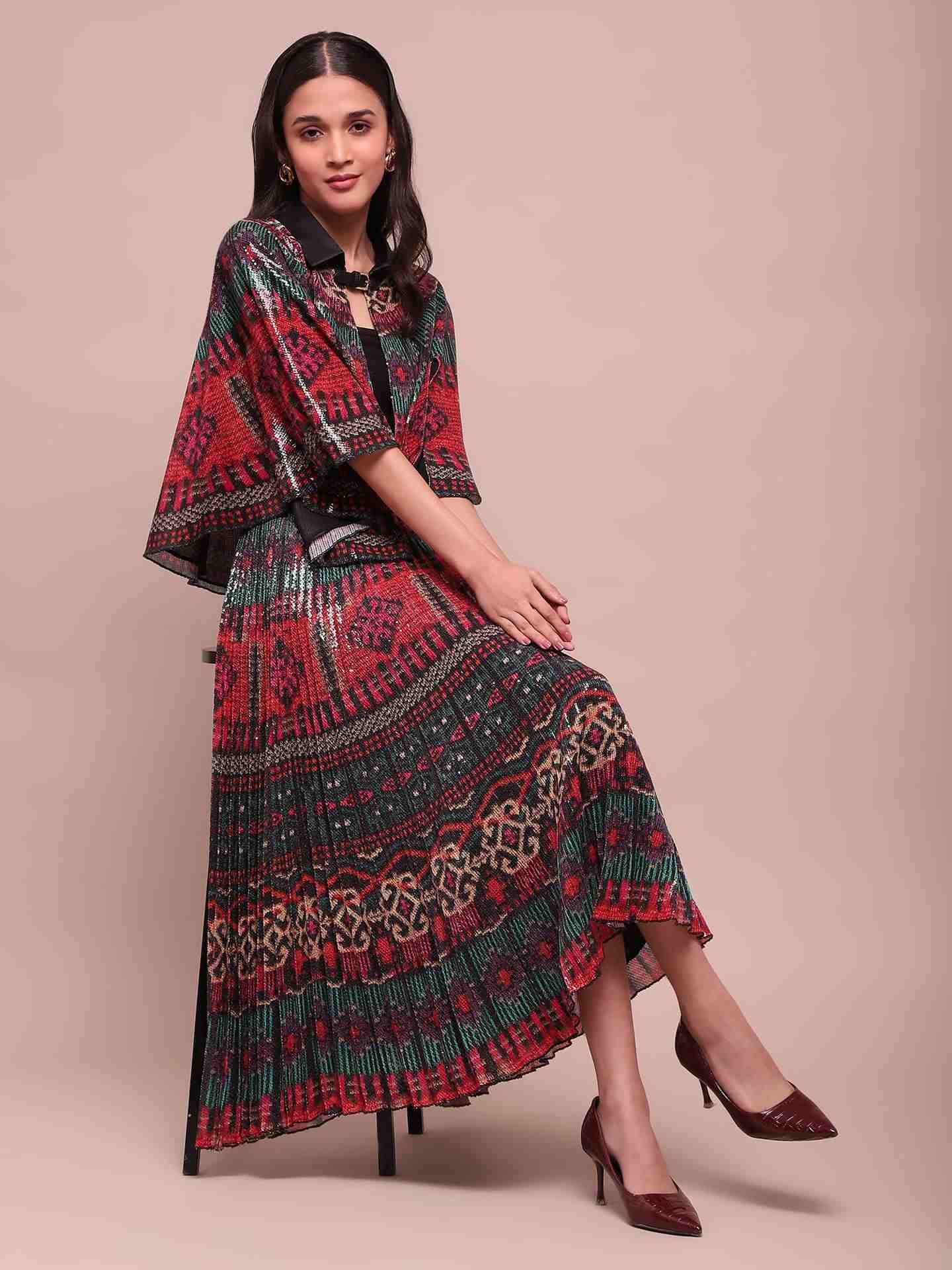 Red Multi Sansa Cape