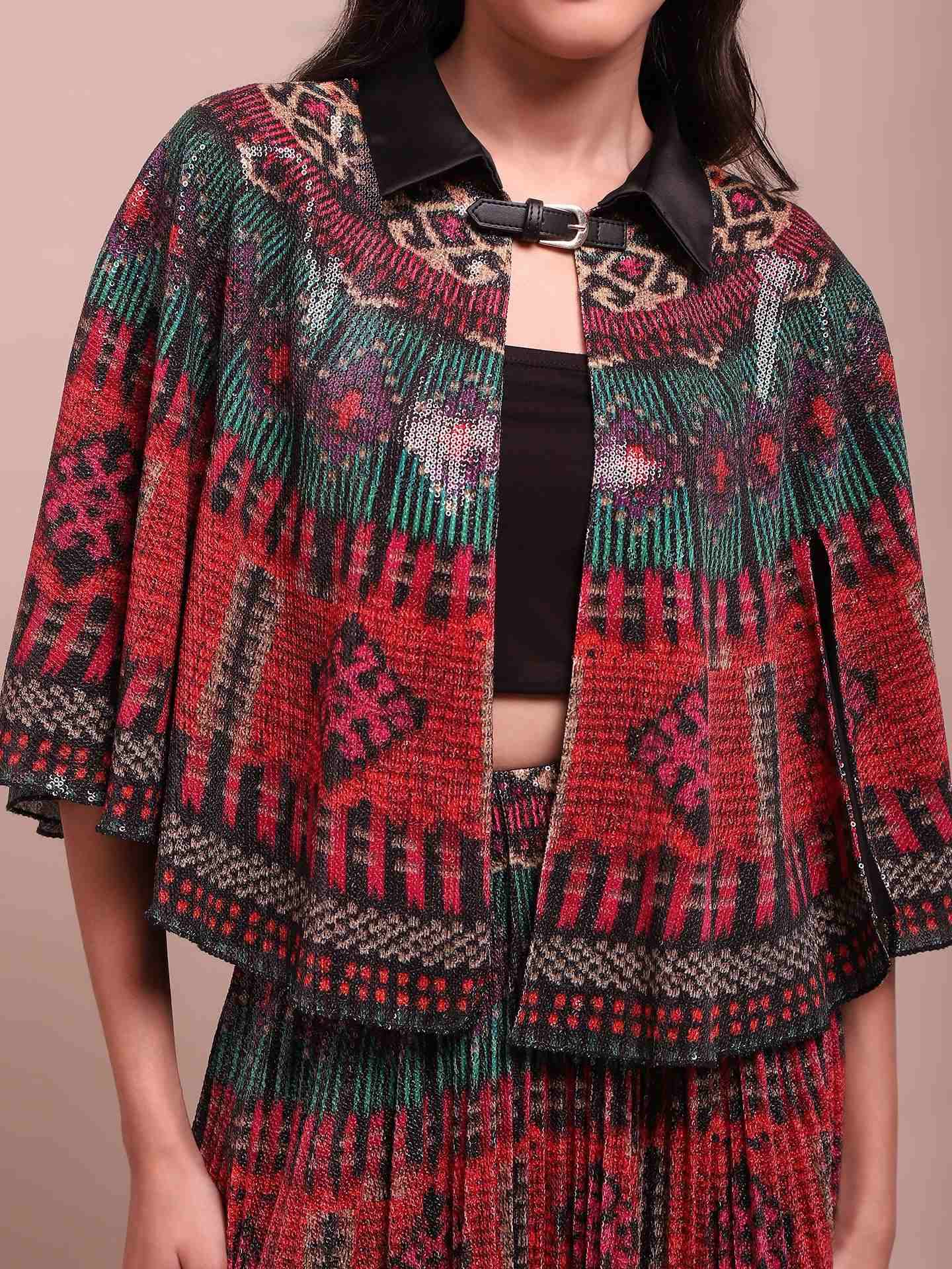 Red Multi Sansa Cape