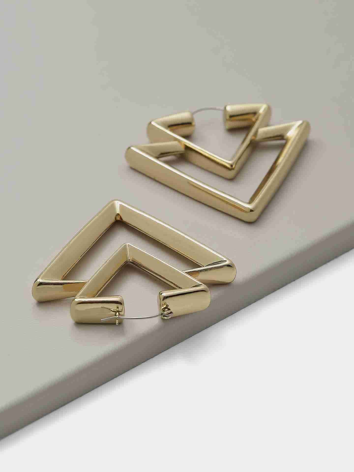 Gold Valiant Triangle Earrings