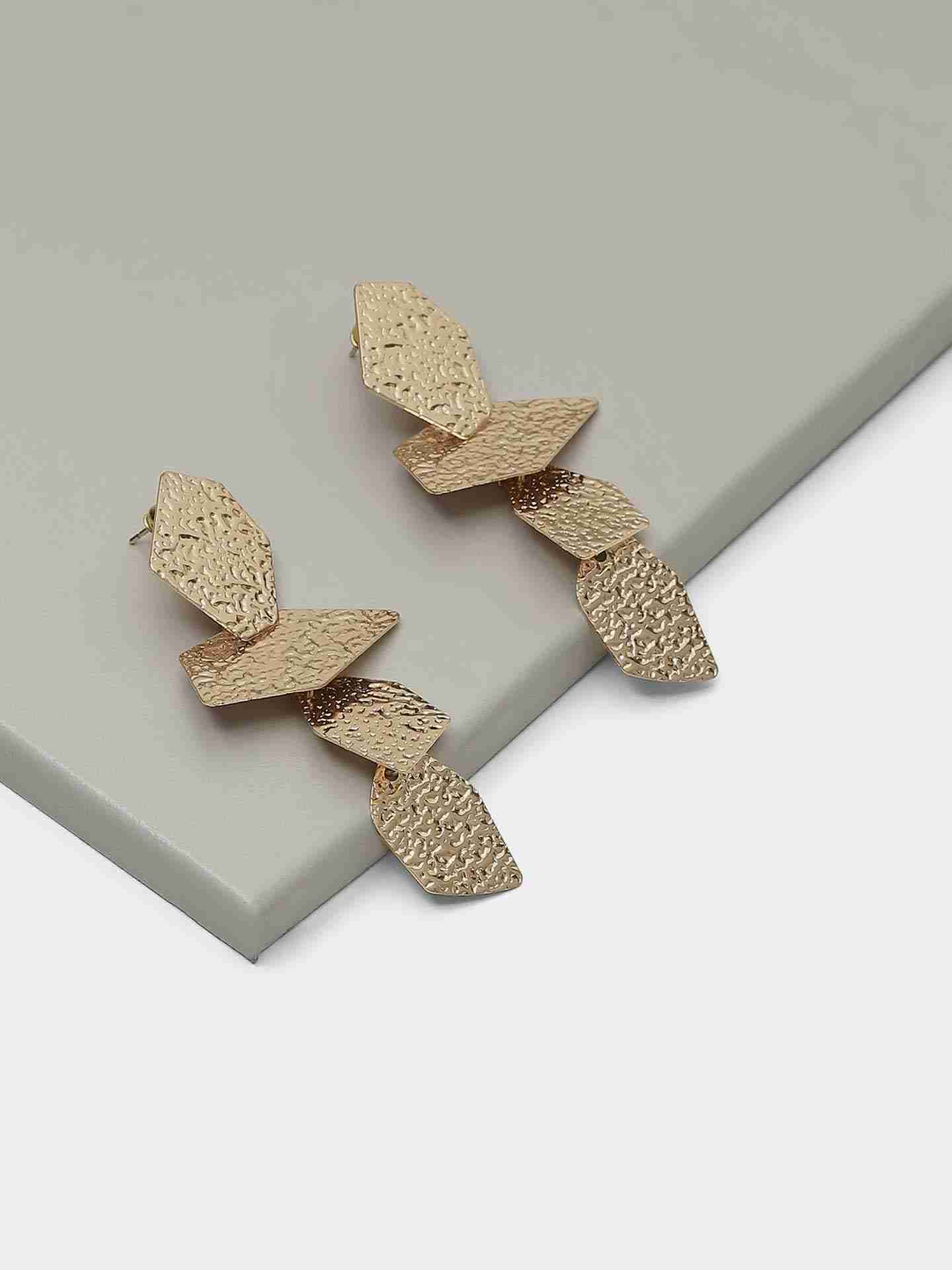 Gold Valiant Beaten Gold Abstract Earrings