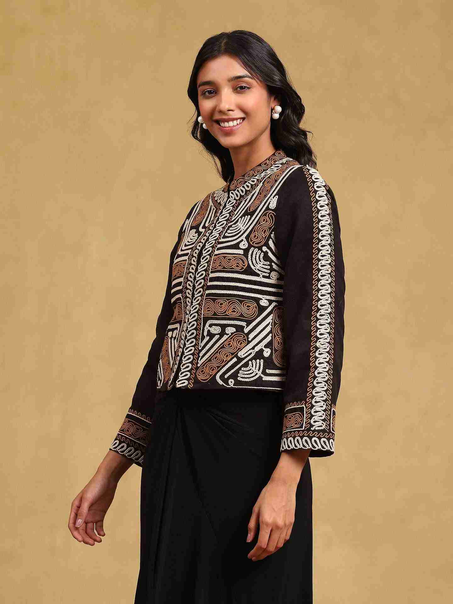 Black Evolet Structured Jacket