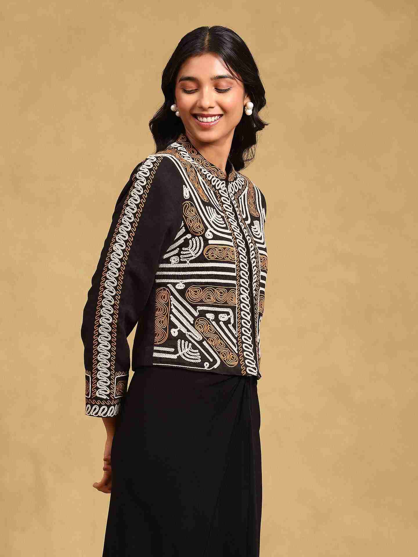 Black Evolet Structured Jacket