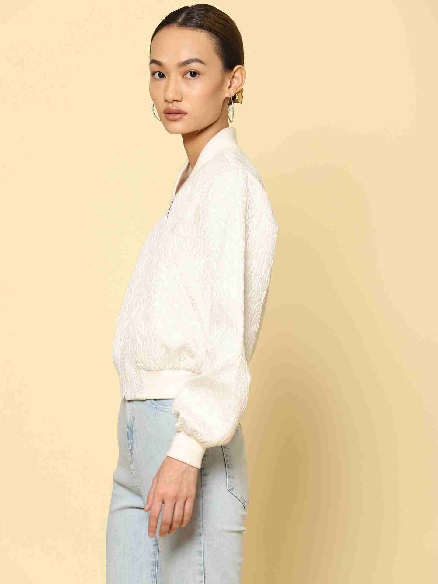 White Basics Athleisure Bomber Jacket