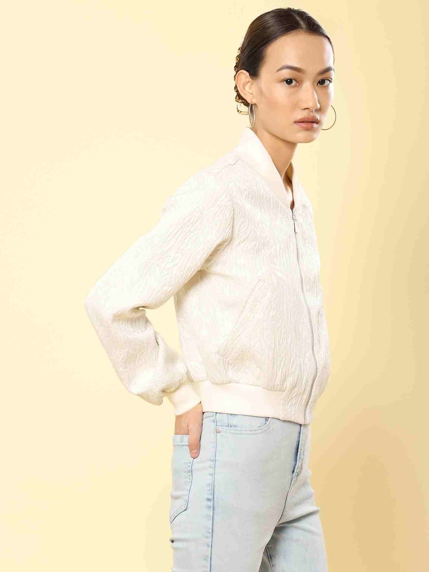 White Basics Athleisure Bomber Jacket