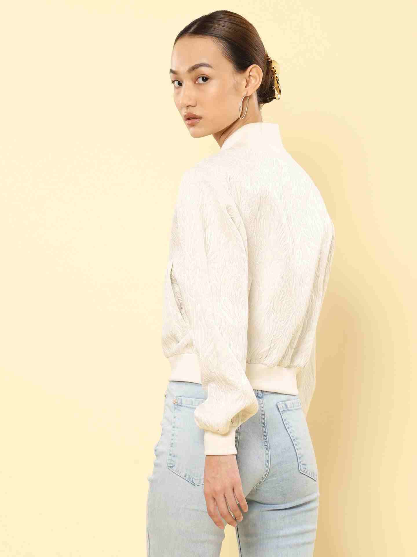 White Basics Athleisure Bomber Jacket