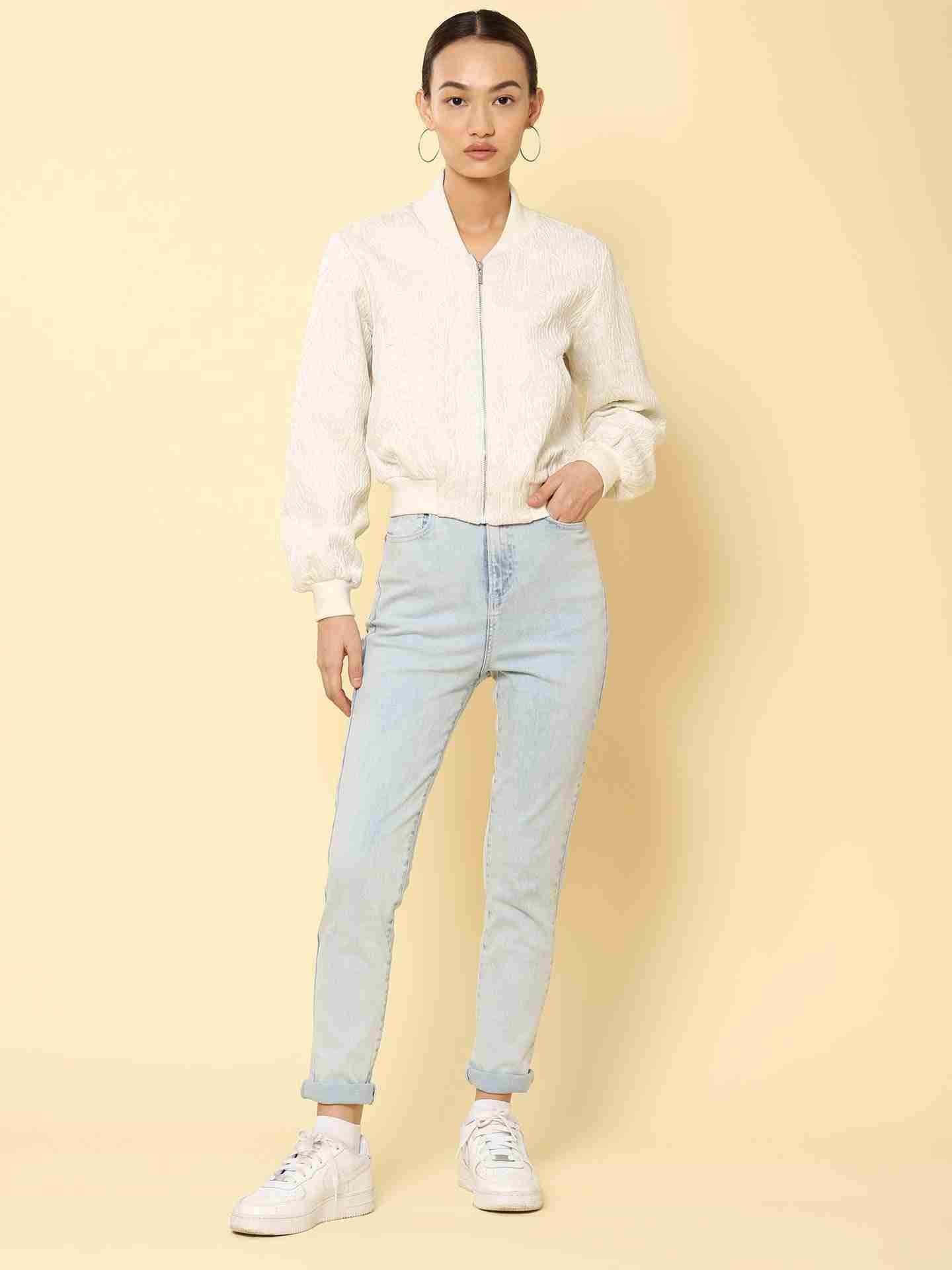 White Basics Athleisure Bomber Jacket