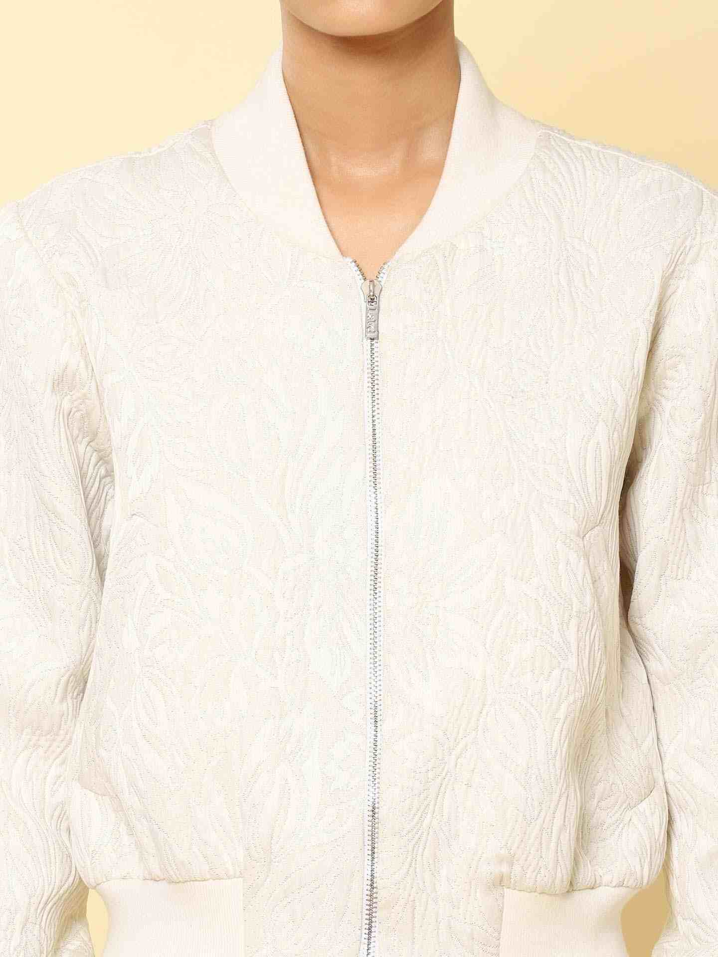White Basics Athleisure Bomber Jacket
