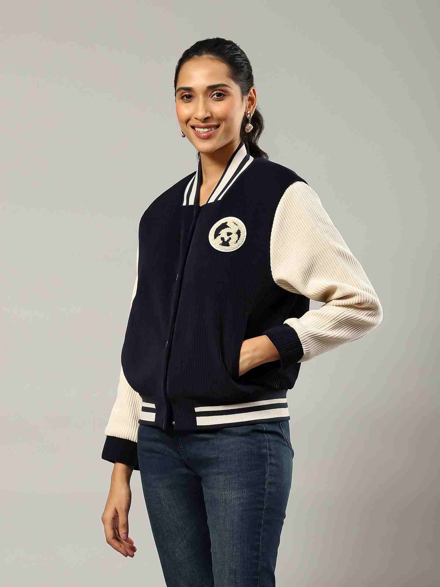 Navy Flavia Bomber Jacket