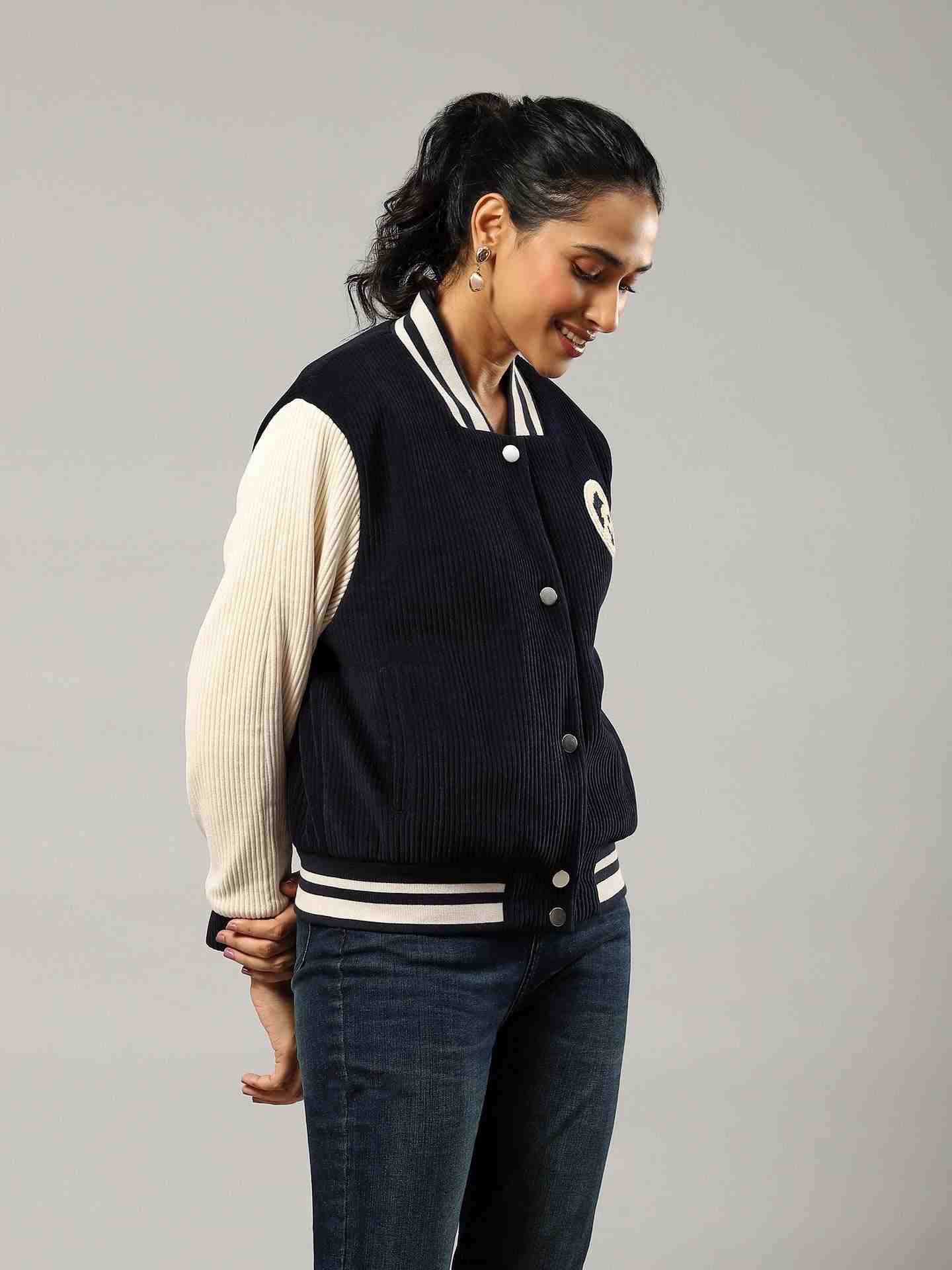 Navy Flavia Bomber Jacket